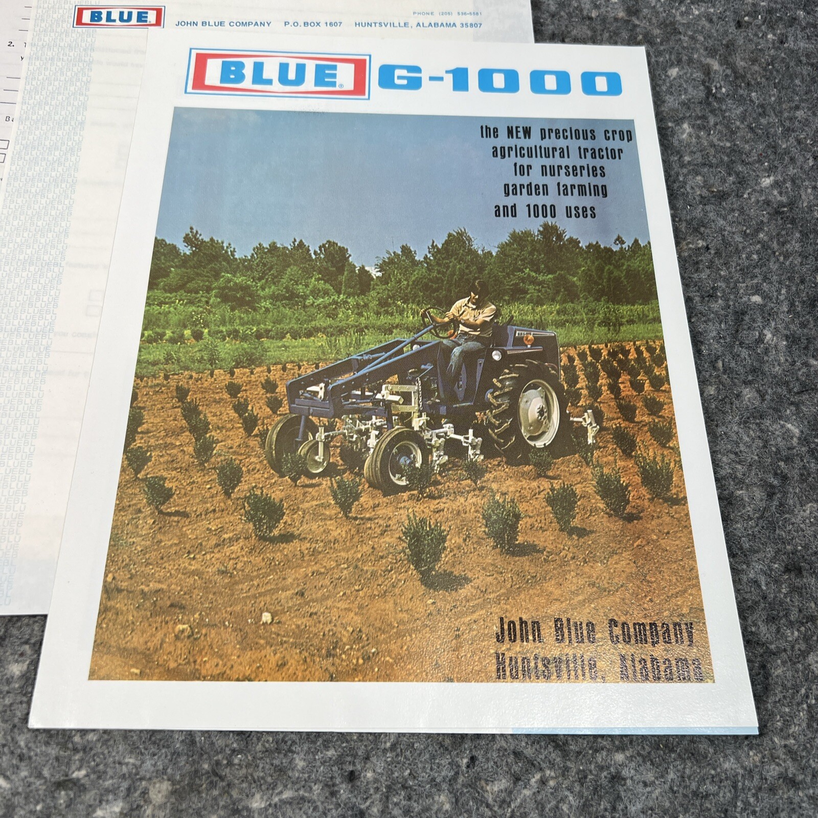 1975-76 John Blue Company G1000 Tractor Sales Brochure – EUC w/ Envelope, Letter