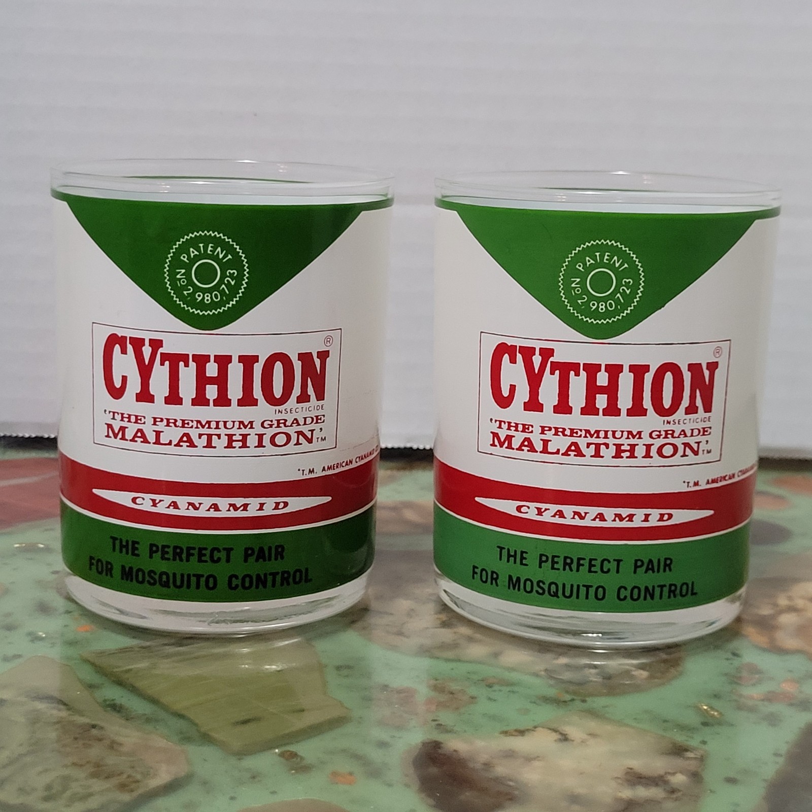 Vtg 70s Cyanamid Insecticide Advertising Drinking Glass Cythion Malathion Abate