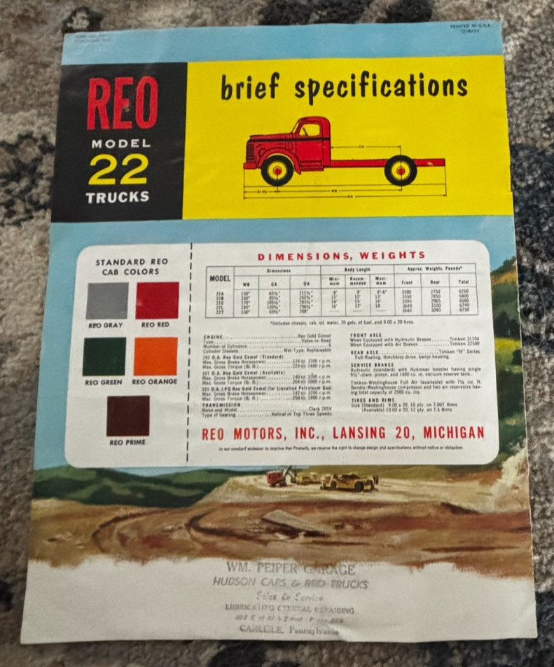REO Model 22 Truck For 1952 Brochure DCPA26