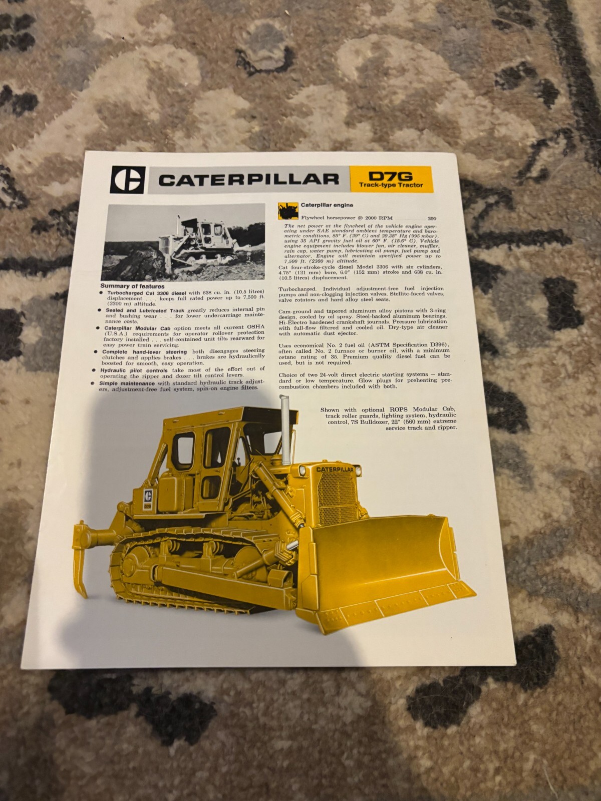 Caterpillar CAT D7G Crawler Tractor Dozer Brochure FCCA25