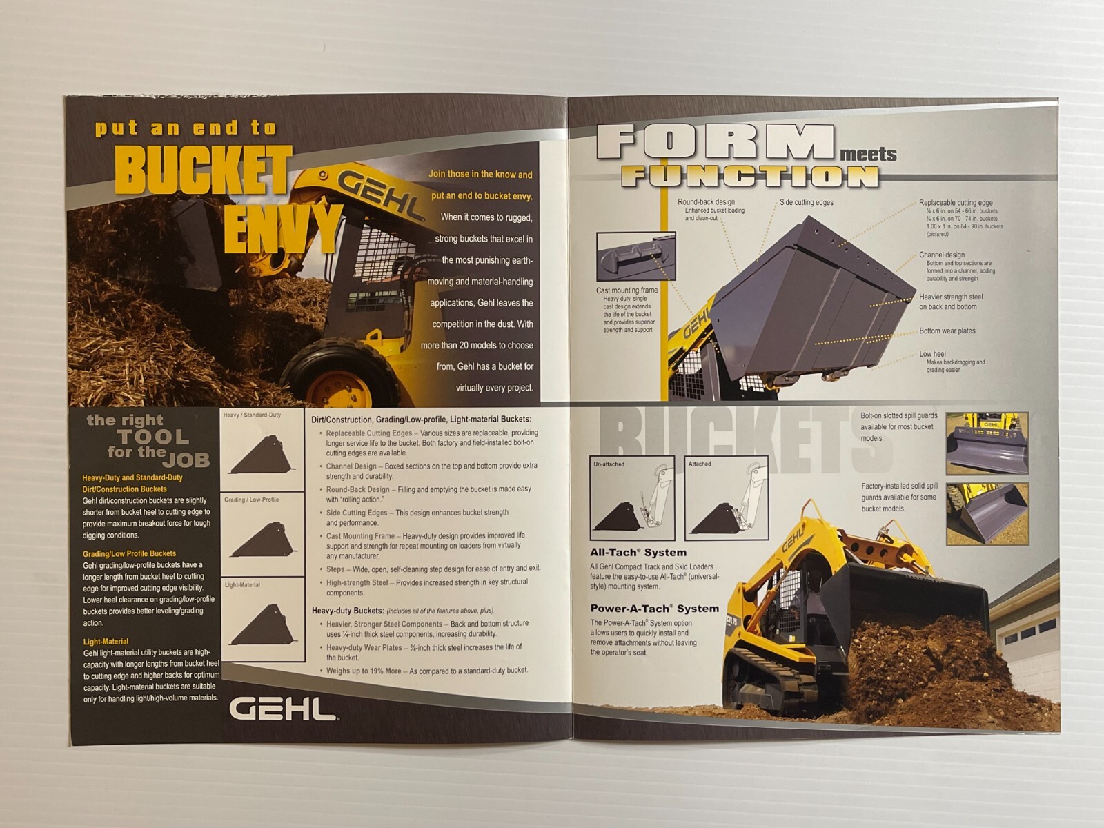 GEHL – Skid Loader Buckets Sales Brochure (Original Brochure) *2009*