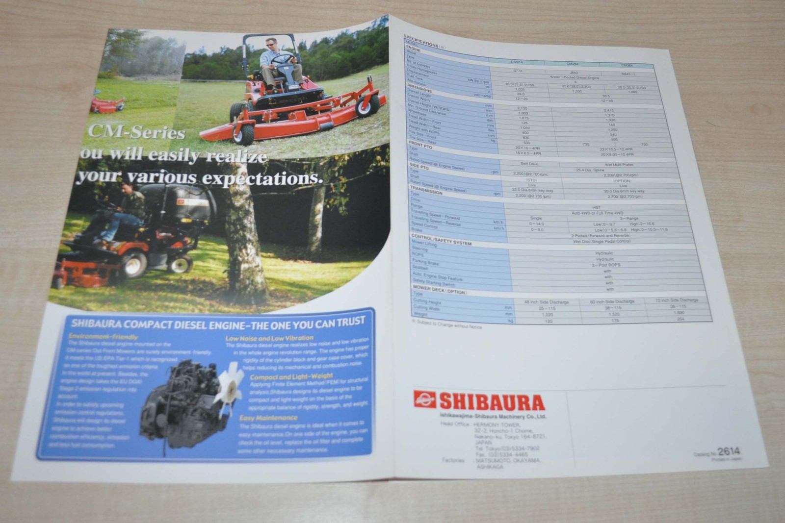 Shibaura Front Mower CM214 CM284 CM364 Tractor Japanese Brochure Prospekt ENG