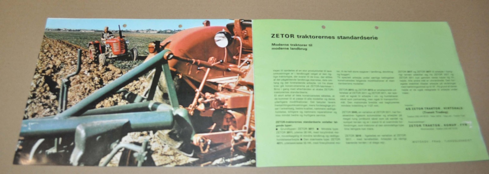 Zetor 3011 Tractor Specification Brochure Prospekt DK