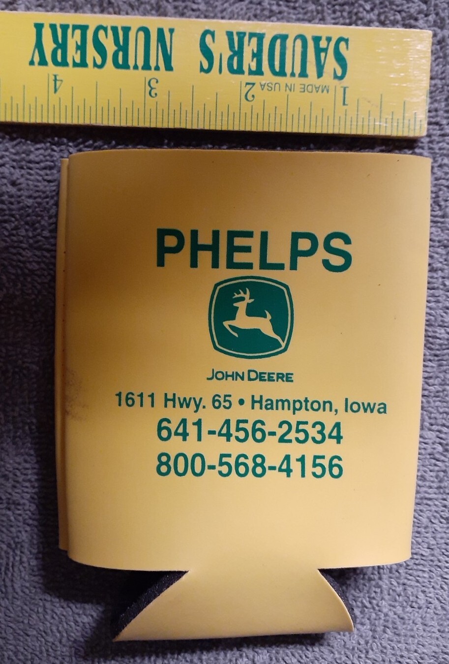 Phelps Can Cozy With John Deere Logo