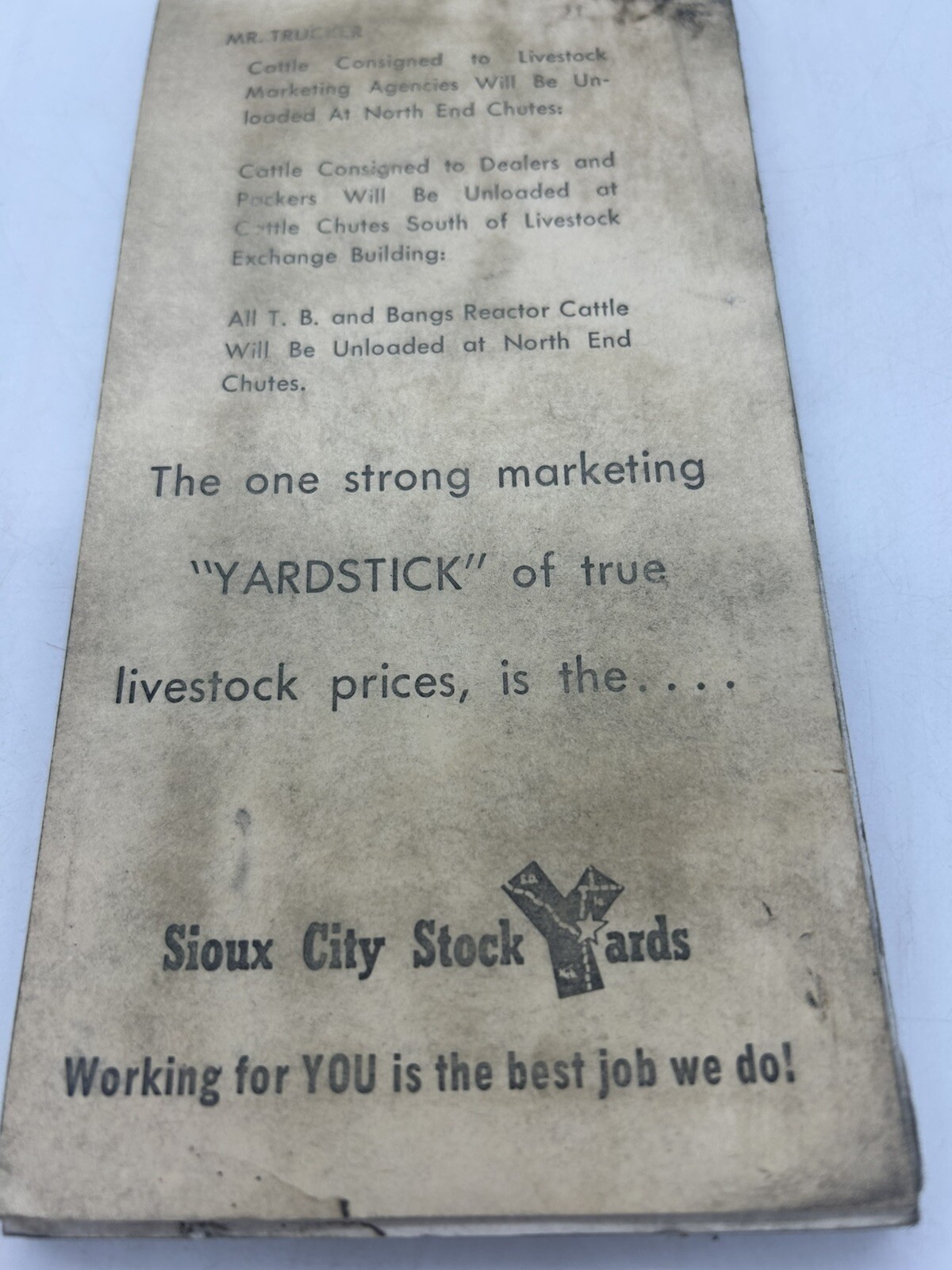 SIOUX CITY STOCK YARD COMMISSION TRUCKER DELIVERY RECEIPT BOOK CARBON COPY