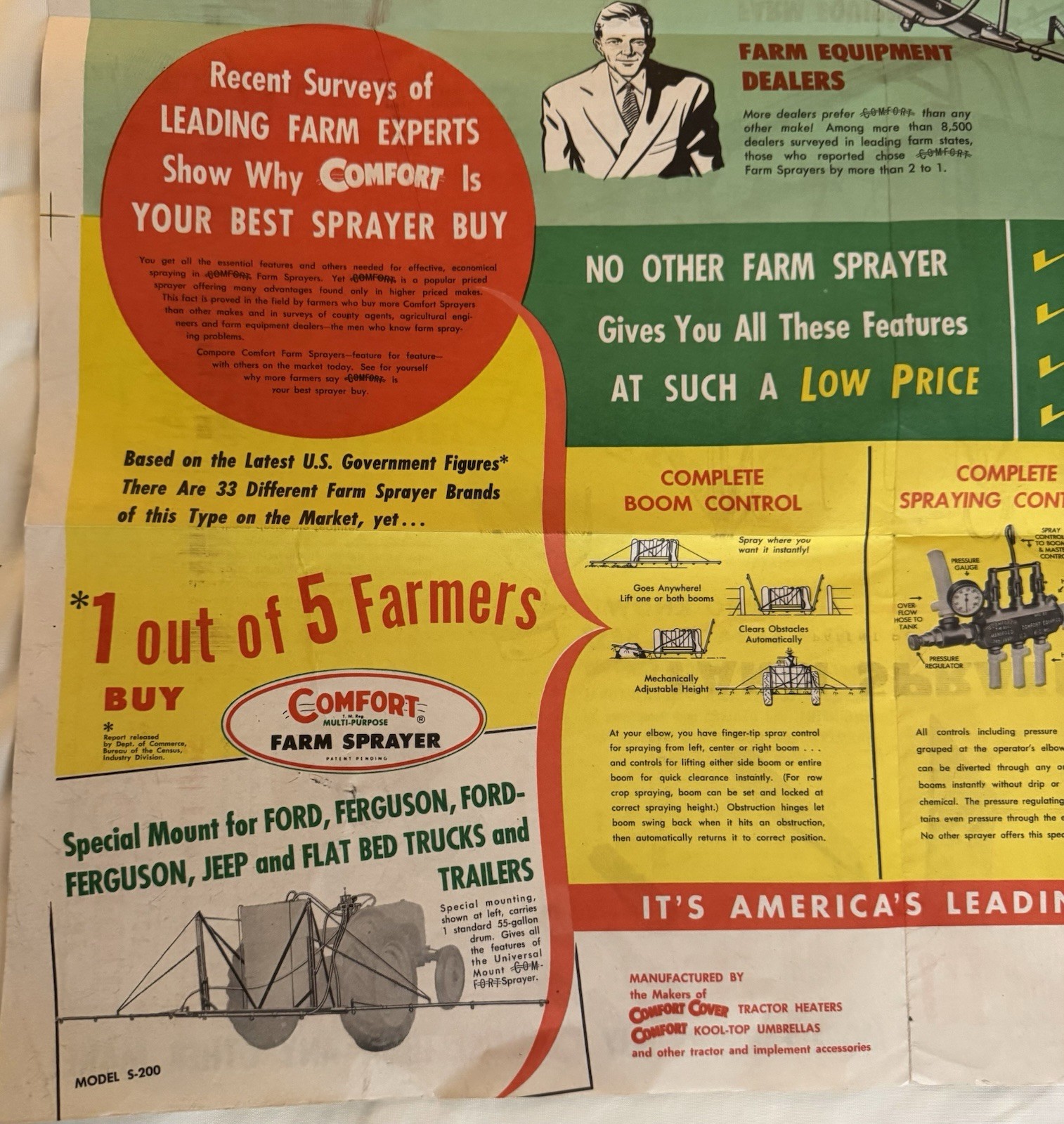 Vintage 1960&rsquo;s Comfort Farm Sprayer Dealer Brochure With 27.5X22 Inch Poster