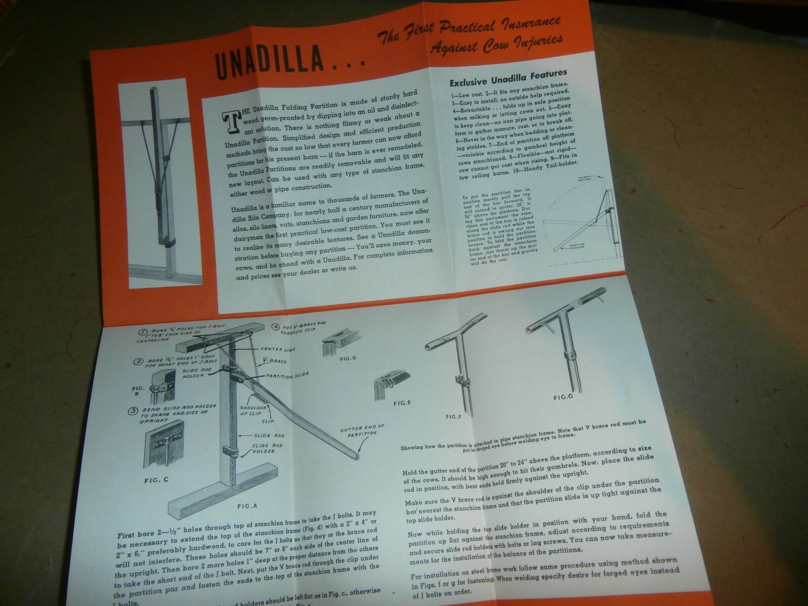 Vintage Unadilla NY Silo Co Farm Sales Brochures Silage Una-Lam Cow Partitions