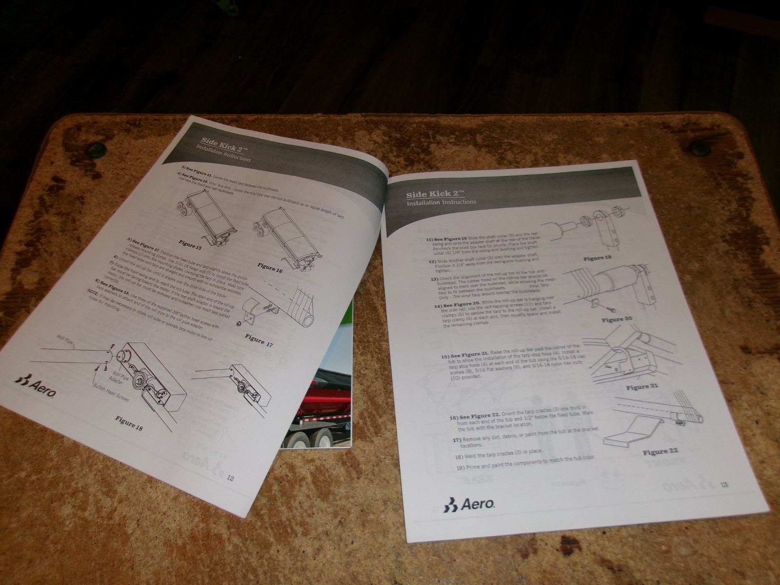 2-lot 2014 side kick 2 tarp installation instructions/parts list very good used
