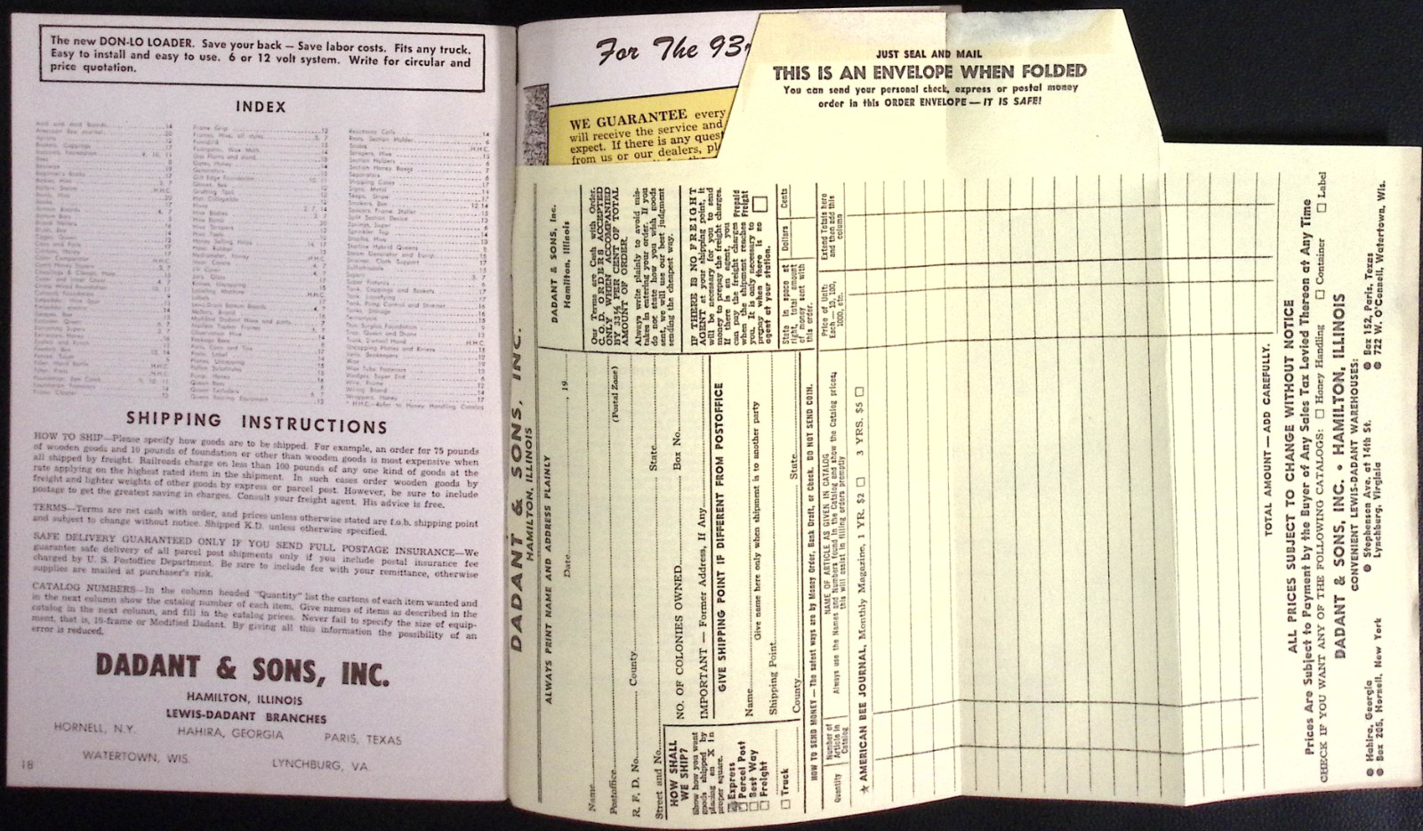 1956 Lewis Dadant Bee Supplies Catalog Dadant & Sons Inc Hamilton IL