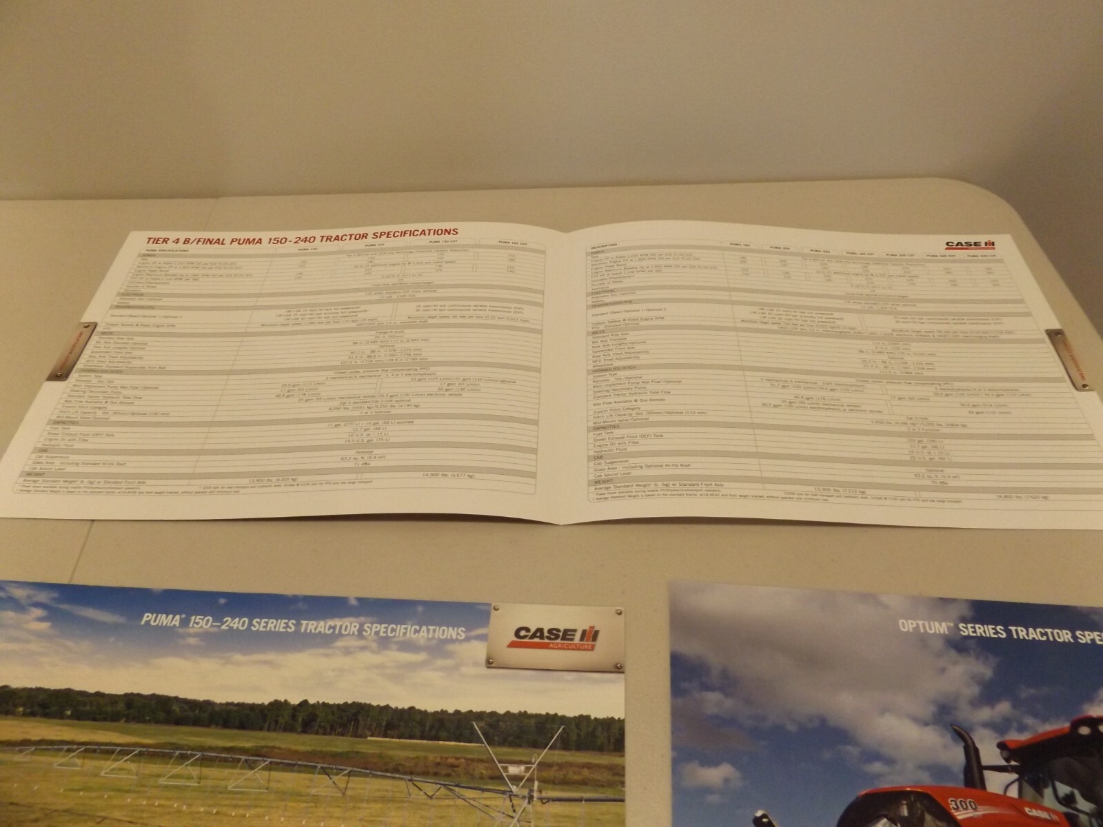 3-CASE-IH PUMA & OPTUM TRACTORS SPEC., # CIH03131401, CIH01161501, CIH07151501