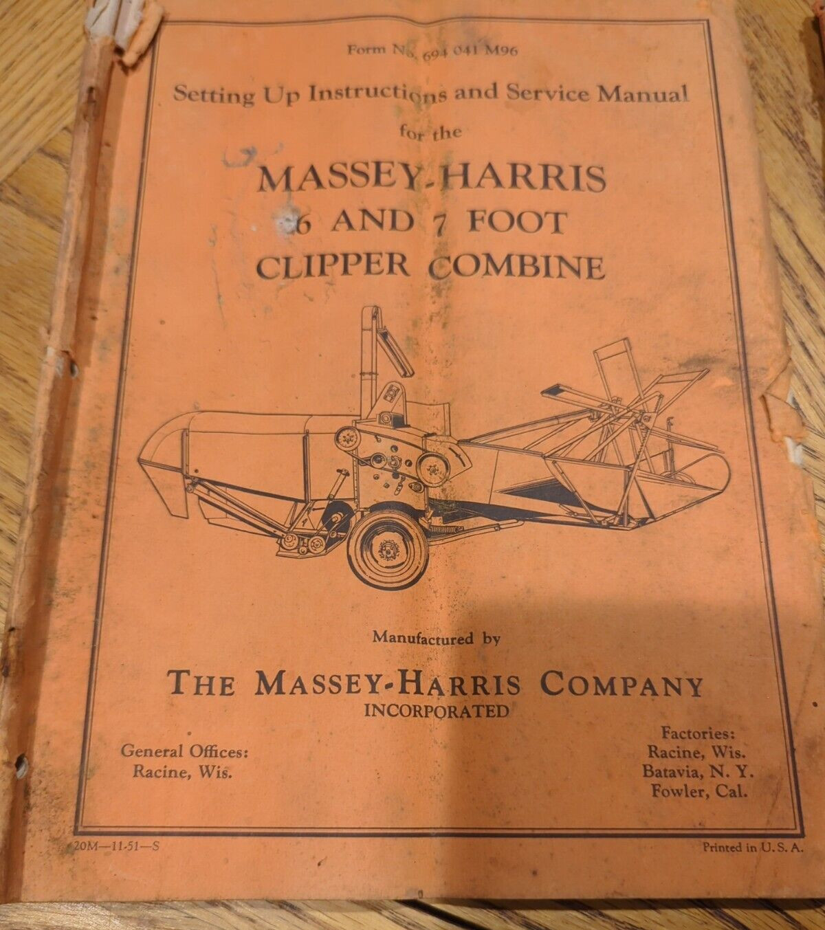 Massey Harris 1950&rsquo;s Combine Sales Booklet Full Color Lot Of 2 Combine Pts &Man