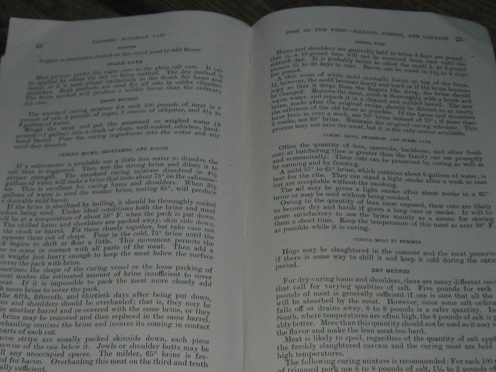 1949 US Agriculture Farmer&rsquo;s Bulletin Pork On The Farm Killing Curing & Canning