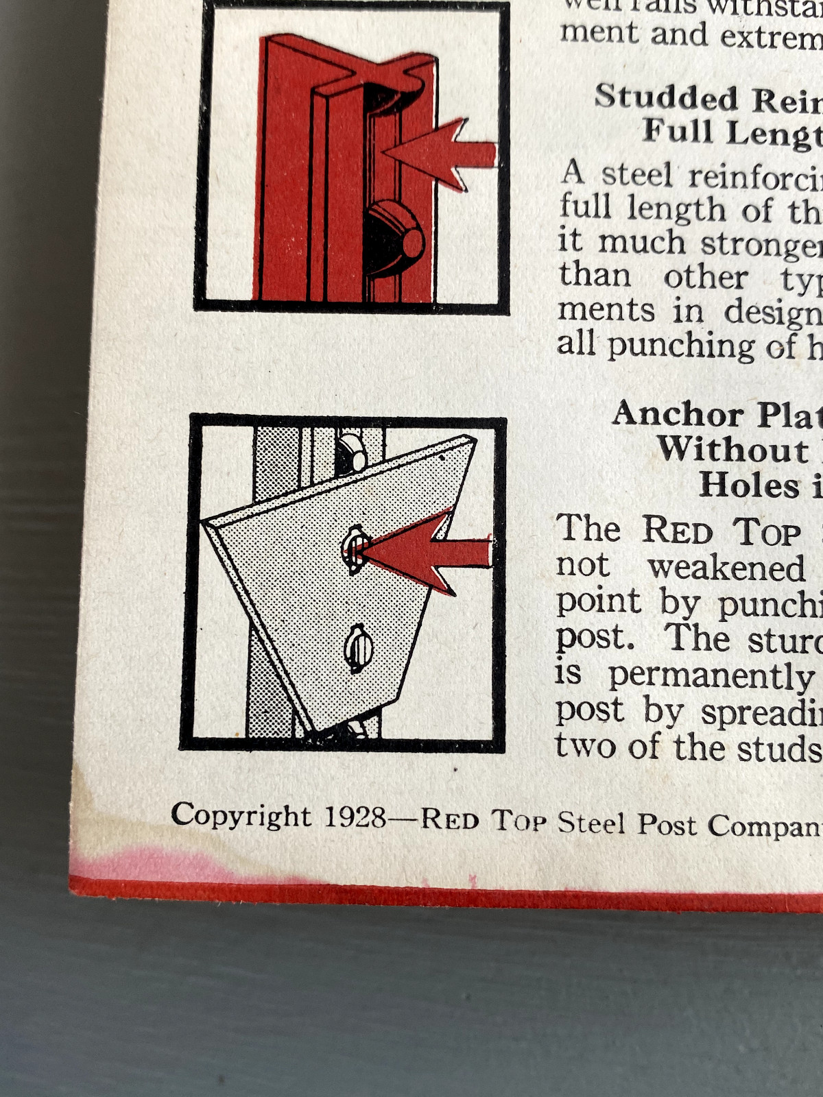 Vintage Red Top Steel Fence Posts Advertising Brochure Onaga Kansas Lumber 1928