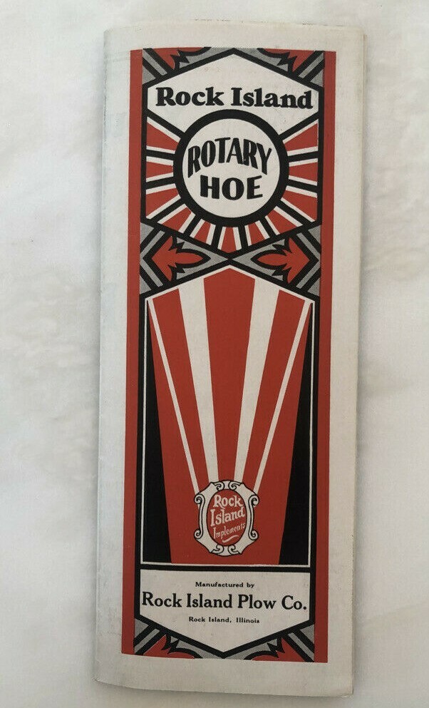 1930 ROCK ISLAND PLOWS Rotary Hoe FARM ADVERTISING Antique Brochure Poster