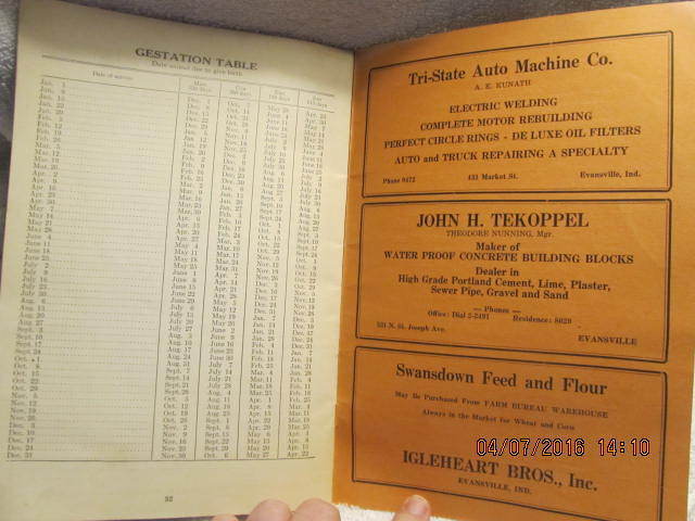 1941 Farm Account Book Vanderburgh Co. IN Unused With Agricultural Aids & Ads