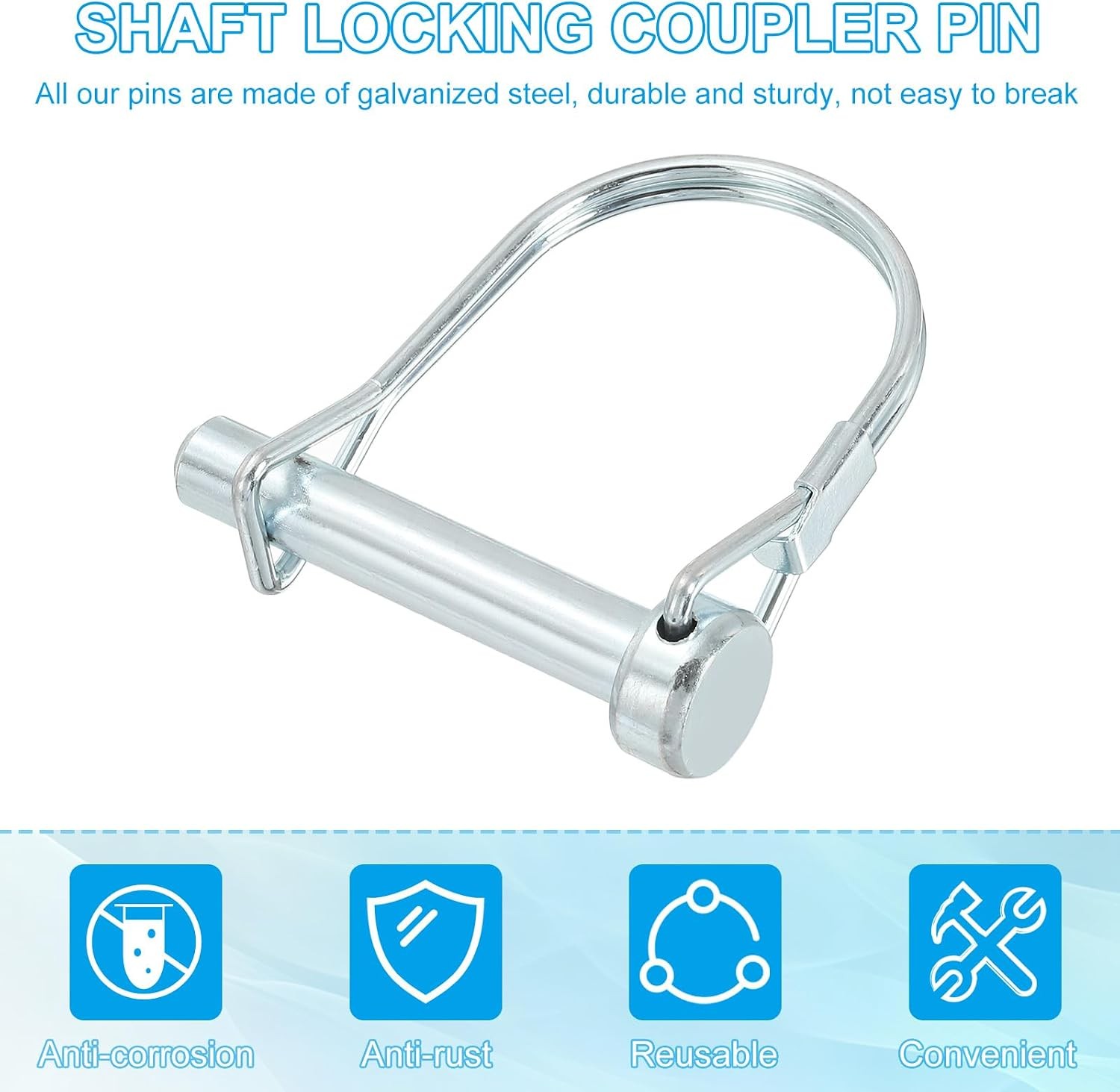 Trailer Coupler Pin 5/16×1-3/4×1.38&Prime;(D*L*IW), 2 Pcs Wire Lock Pin Safety Shaft