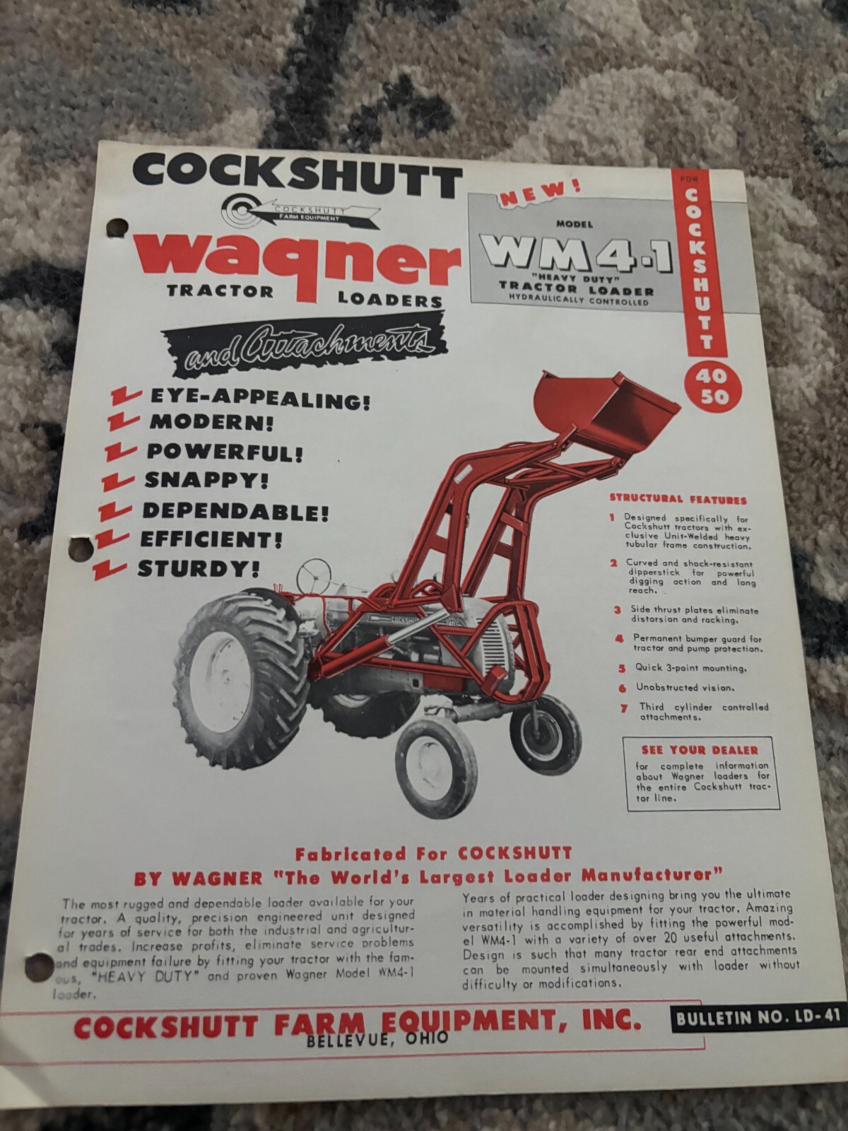 Wagner WM4-1 Loader For Cockshutt 40 50 Tractor Brochure FCCA25