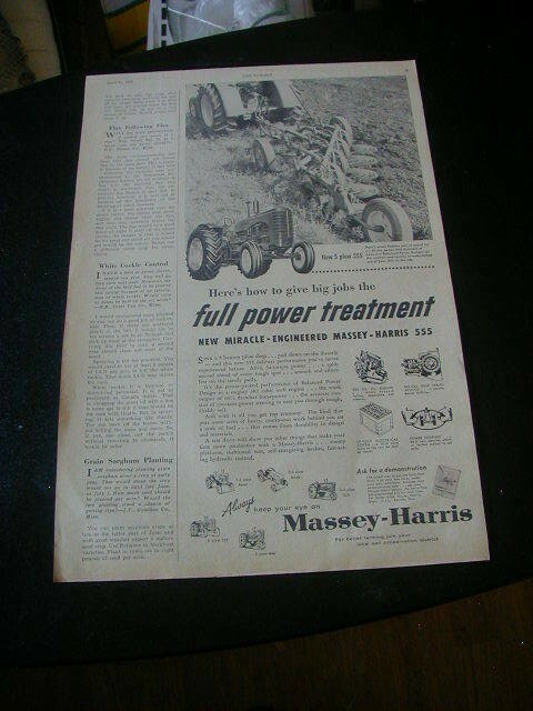 Vintage lot 9 tractor massey harris tractor magazine print ads 1938-1956