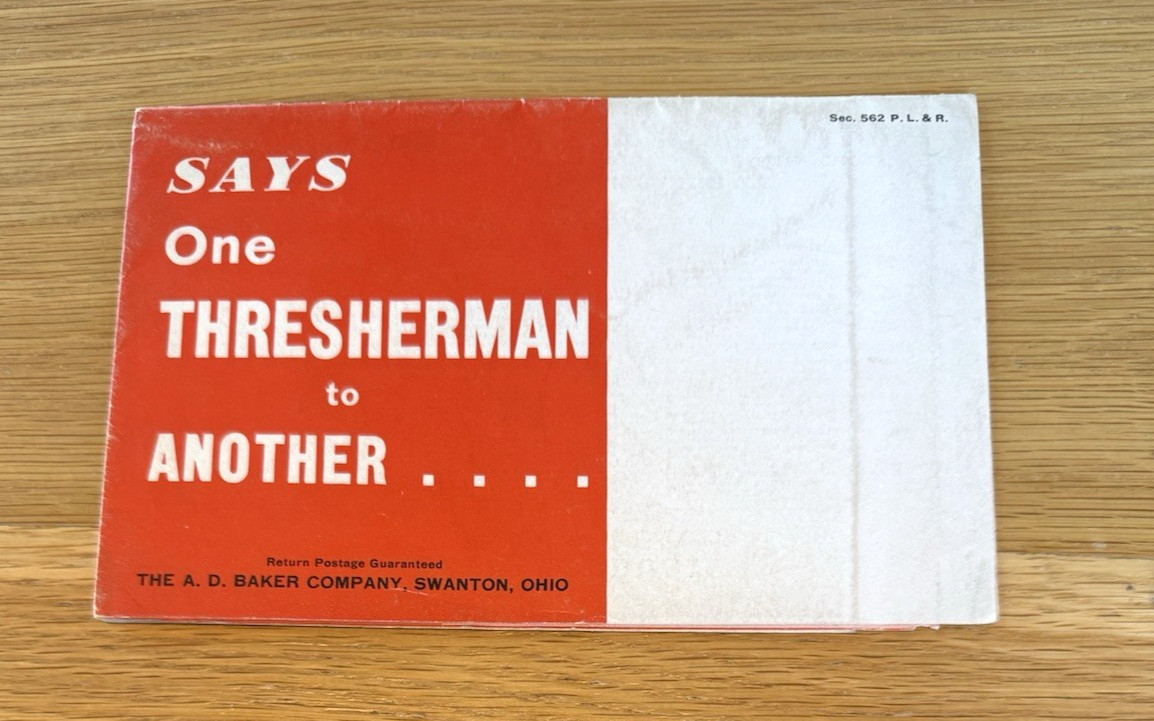 Original 1930s A.D. Baker Threshing Machine Advertising Brochure – Agricultural