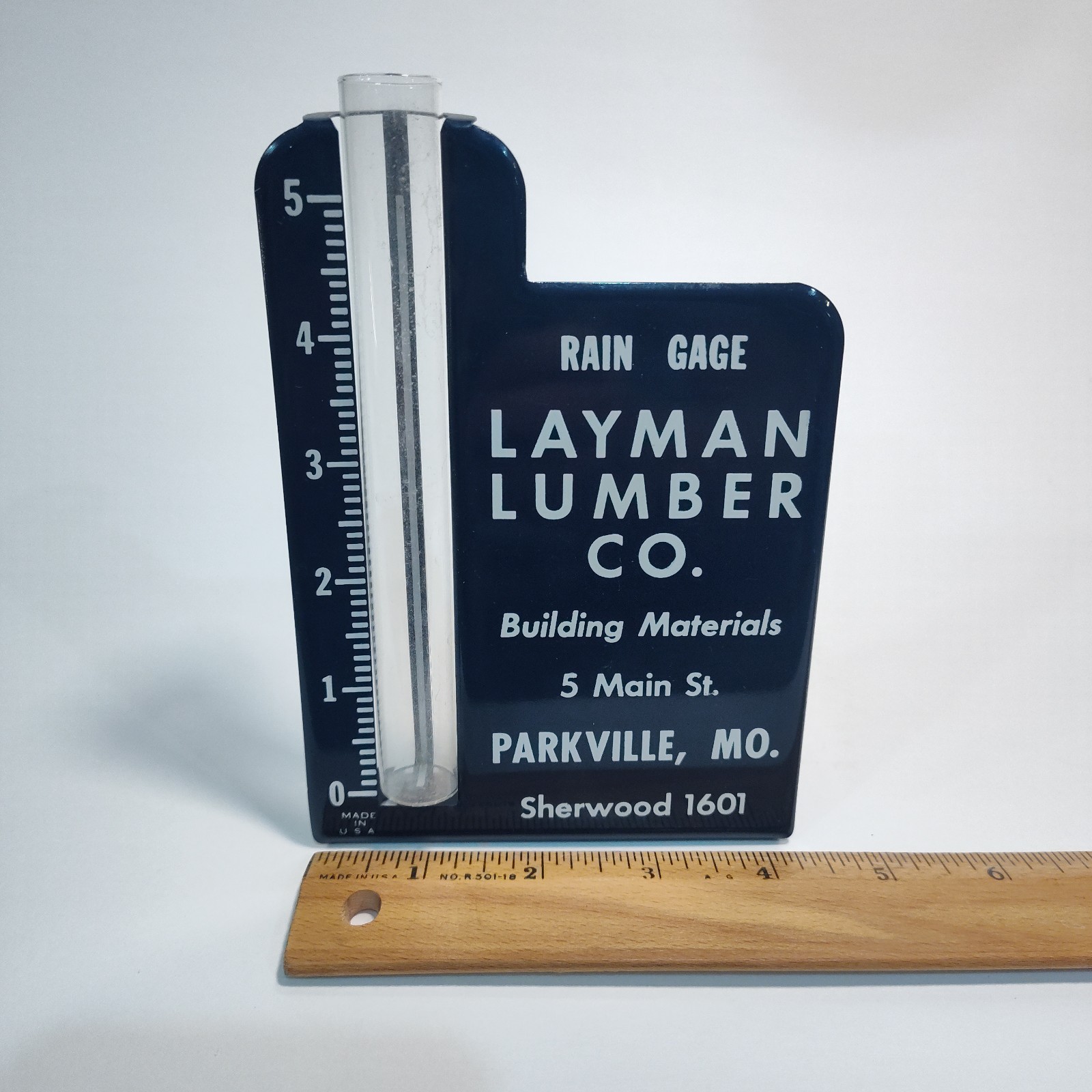 Vintage Advertising Rain Gauge Layman Lumber Co Parkville Missouri