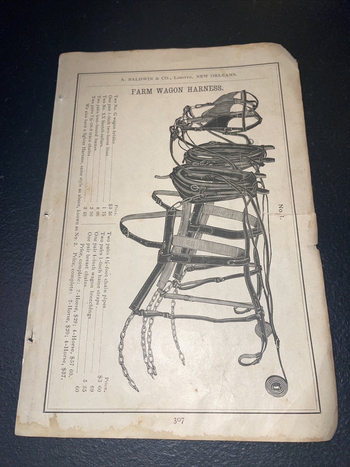 1891 Baldwin – Farm Wagon Harness – Farm Advertising – New Orleans