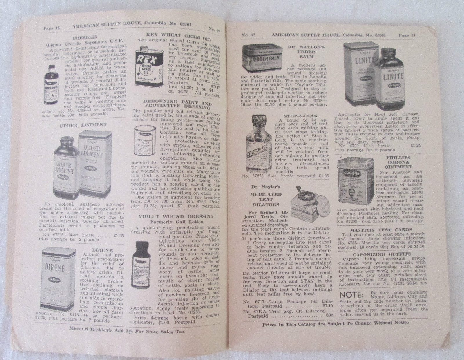 Vintage 1967 American Supply House No 67 Supplies for the Goat Owner & Dairyman