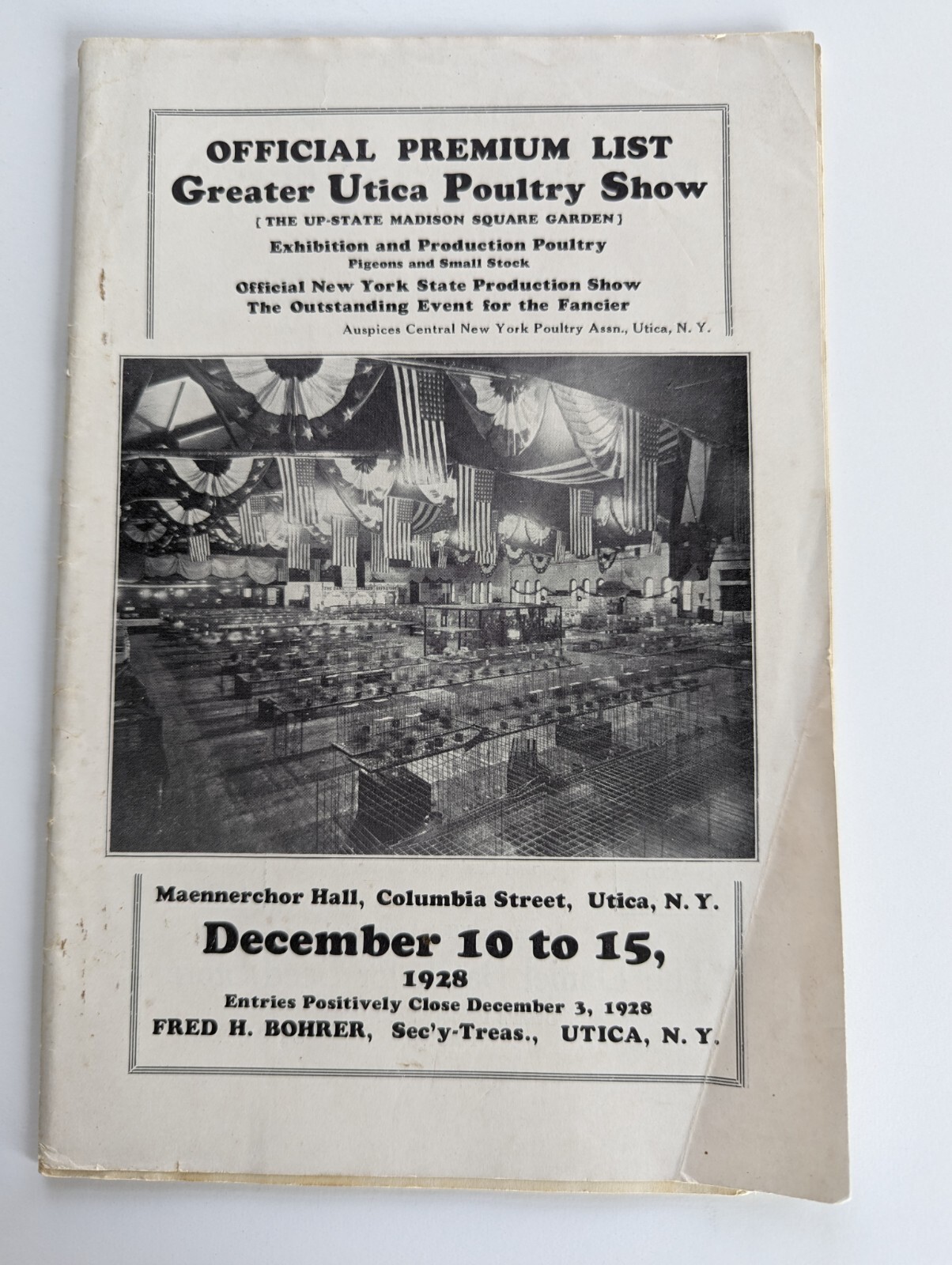 1928 Greater Utica NY Poultry Show Farm Advertising Book Entry Forms