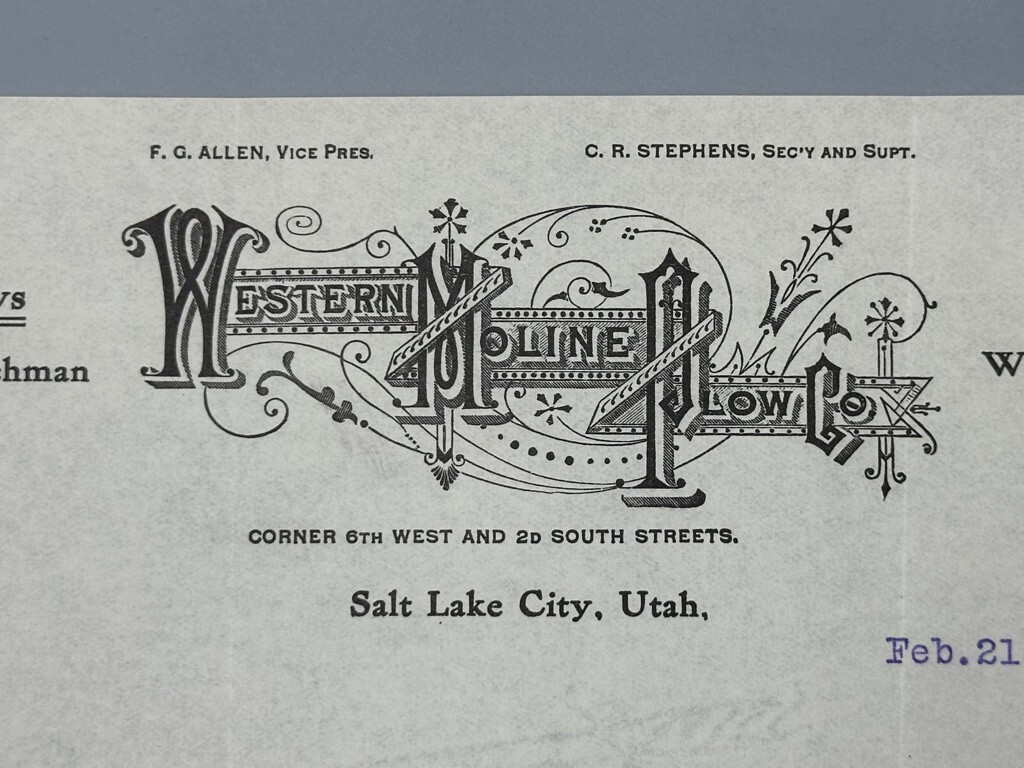 1911 WESTERN MOLINE PLOW Co FARM Advertising SALT LAKE CITY Utah Letter Antique