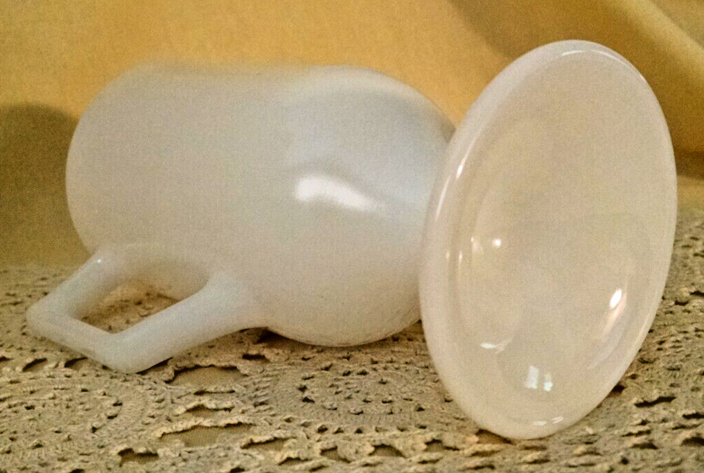 CHEMAGRO MUG WHITE MILK GLASS STEMMED GOBLET SEEN IN PROGRESSIVE FARMER CUP.