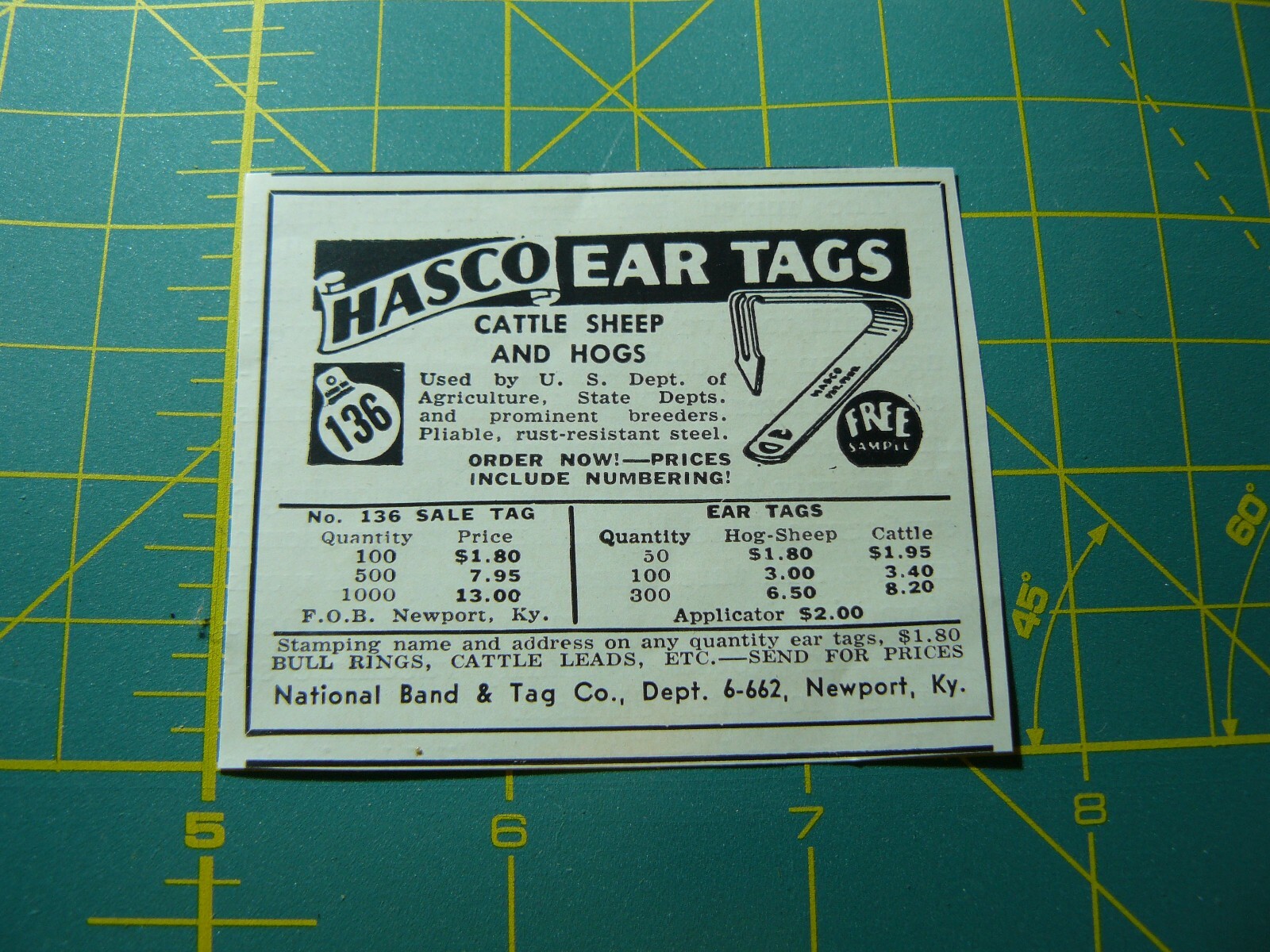 The FARM QUARTERLY -Autumn 1953-HASCO EAR TAGS for CATTLE SHEEP HOGS NEWPORT, KY