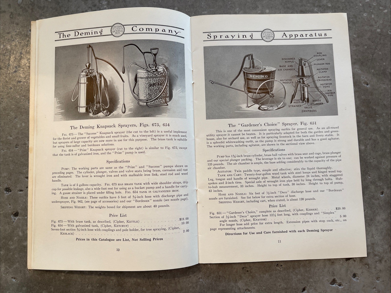 1916 Deming Spray Pump Catalog Orchard Vineyard Signed WP Dallett Letter
