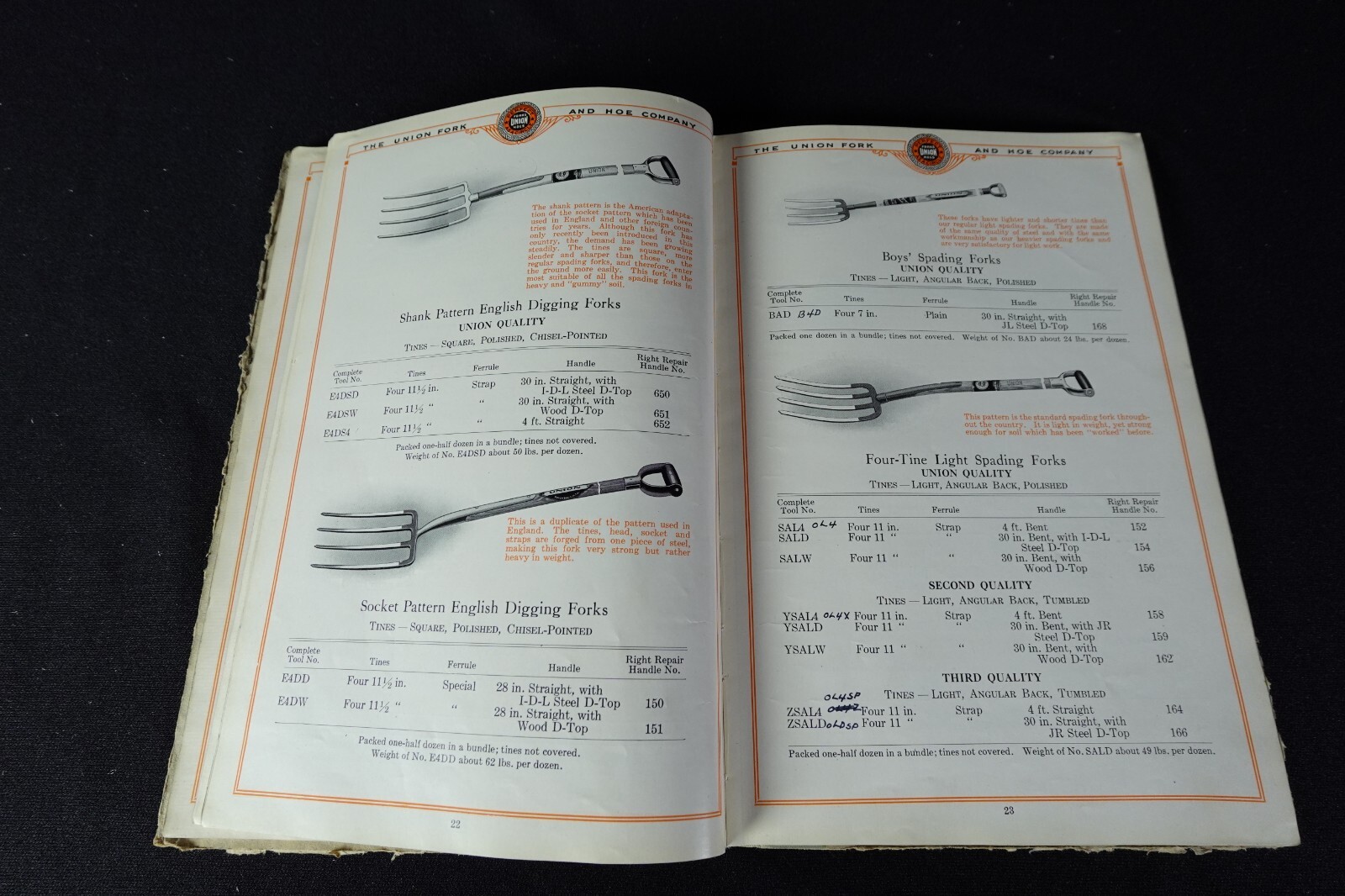 1928 Union Fork & Hoe Co Catalog Farm Garden RR Contractors Tools Columbus OH