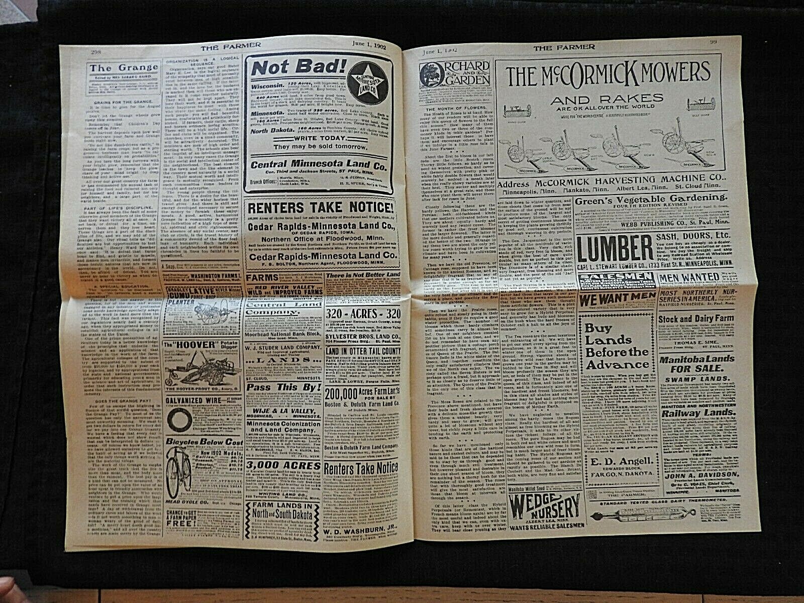 1902 « The Farmer » Webb-Shaw Farm Experiment St. Paul MN Agricultural Newspaper