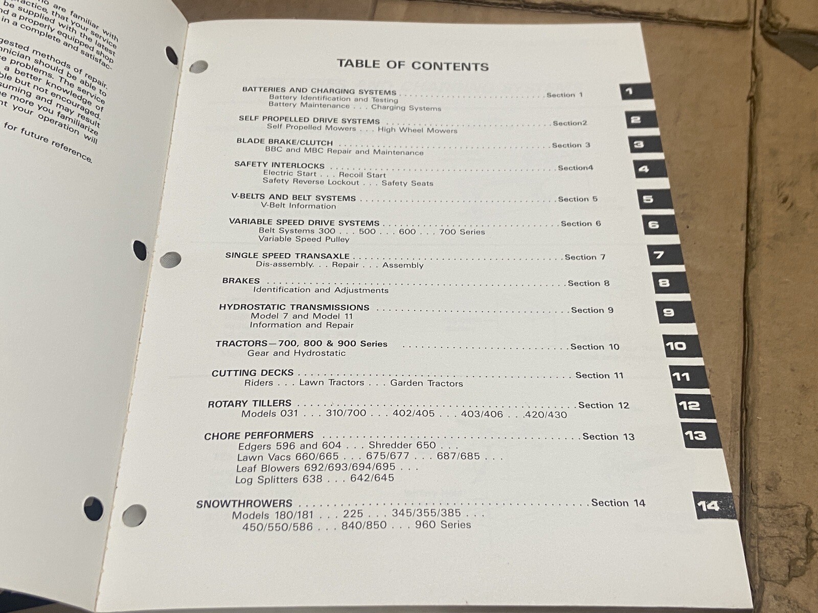 MTD White Outdoor Power Equipment Technical Service Handbook — Volume 1 2 3 4