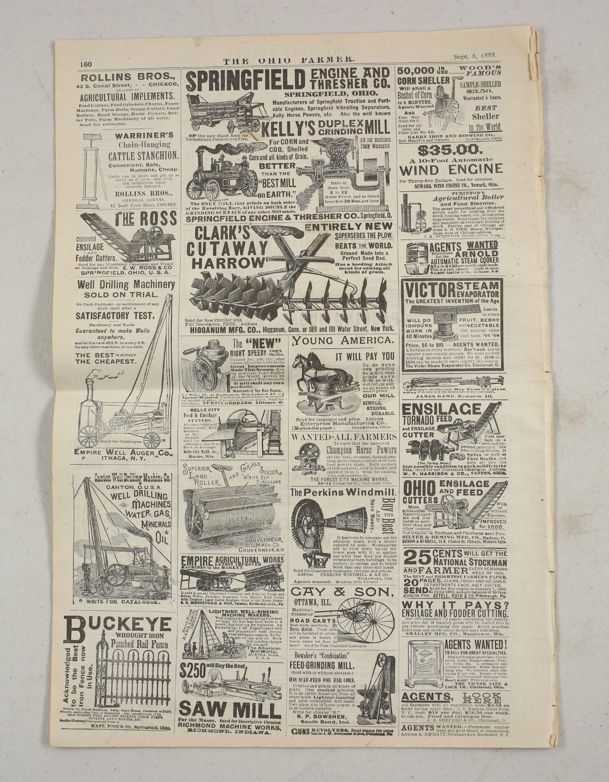 Vintage 1888 The Ohio Practical Farmer Newspaper Cleveland Ag Equipment Ads