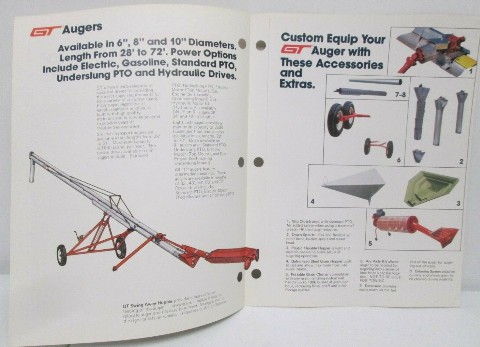 GT Gilmore Tatge Mfg Transport Augers 6 8 & 10 Brochure Specifications