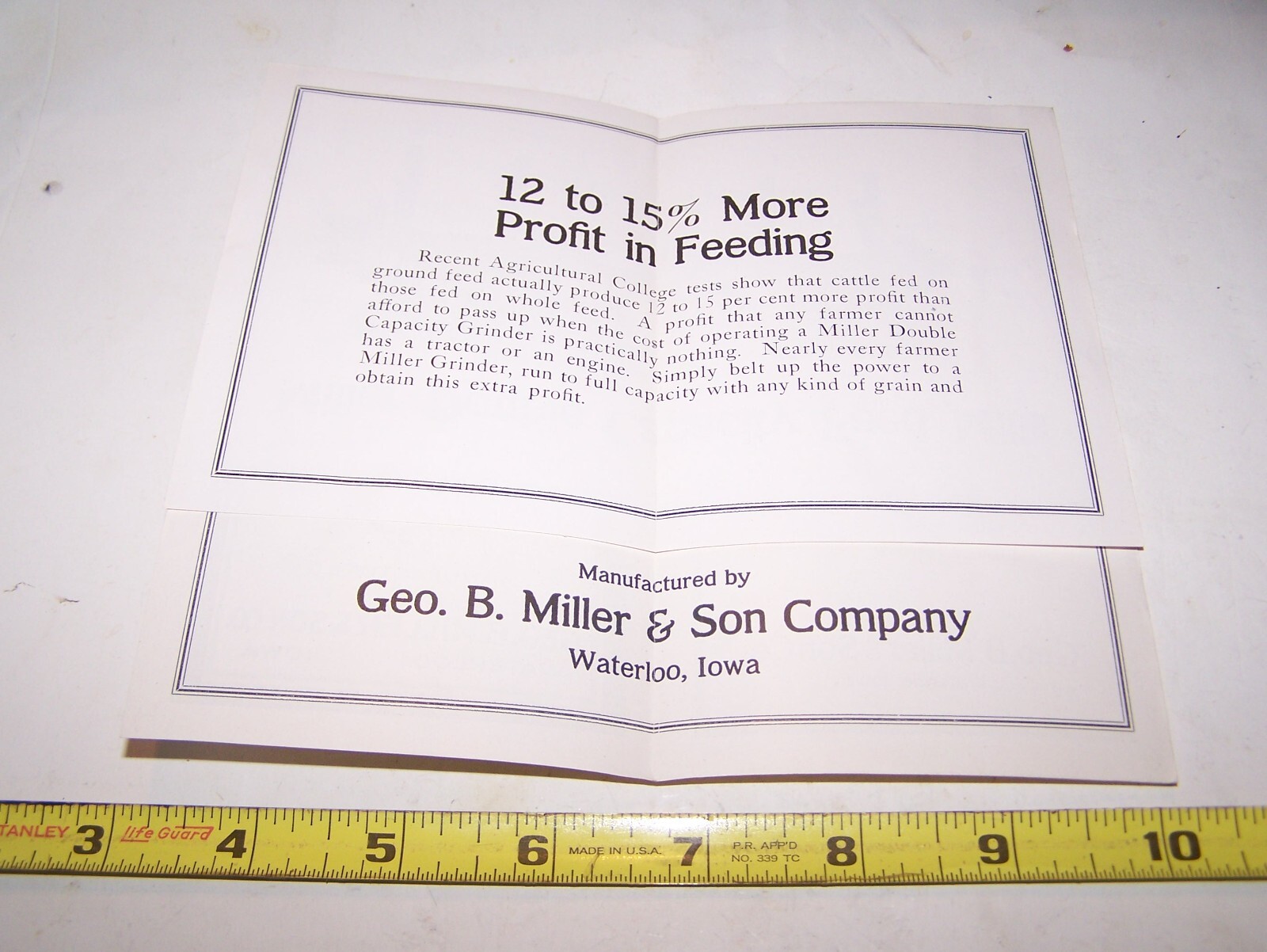 GEORGE MILLER BIG 4 FEED MILL GRINDER Sales Brochure Pamphlet Hit Miss Engine