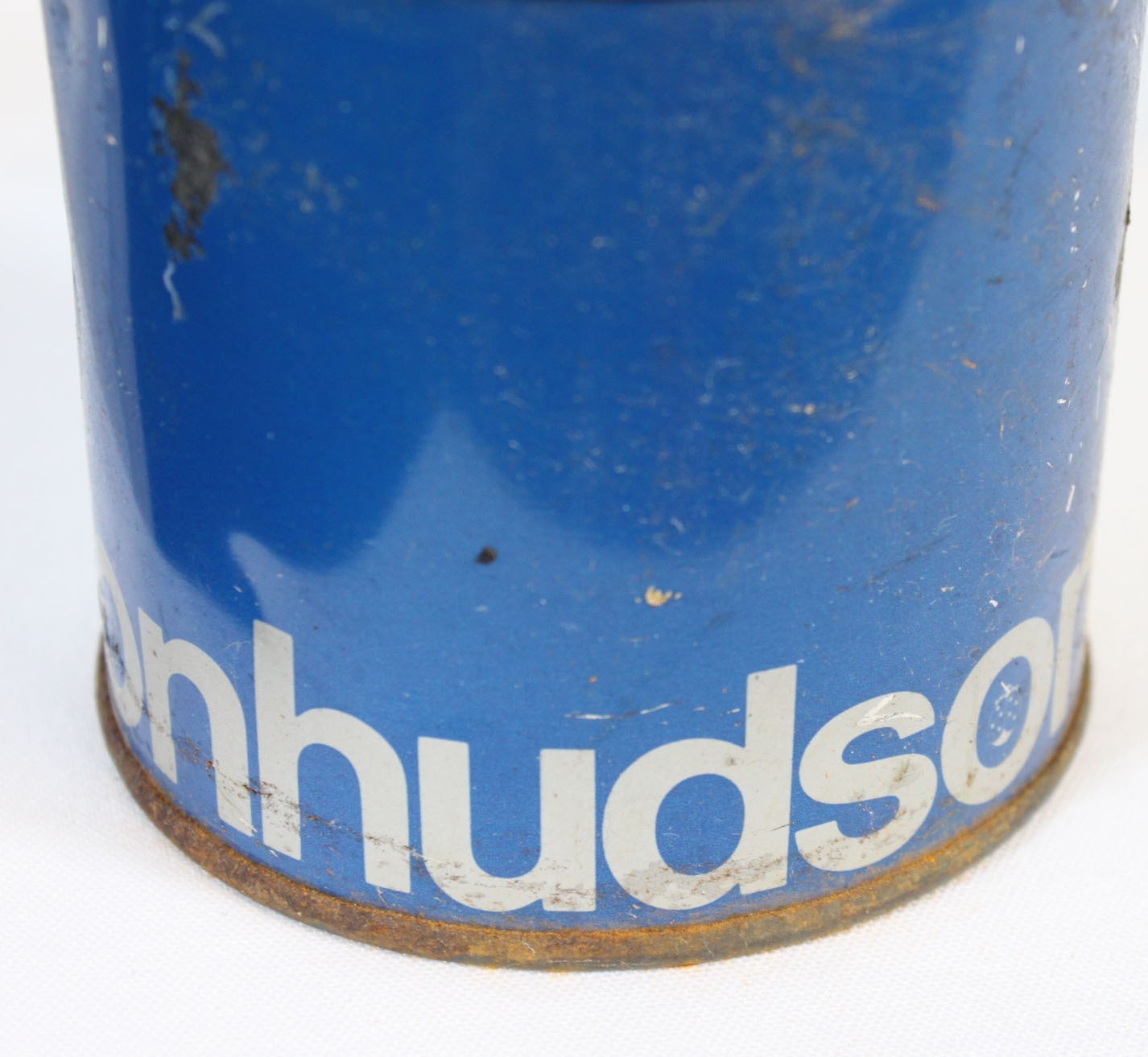 Vtg Hudson Sprayer Duster Metal Hand Pump Canister Blue Silver Retro Farming