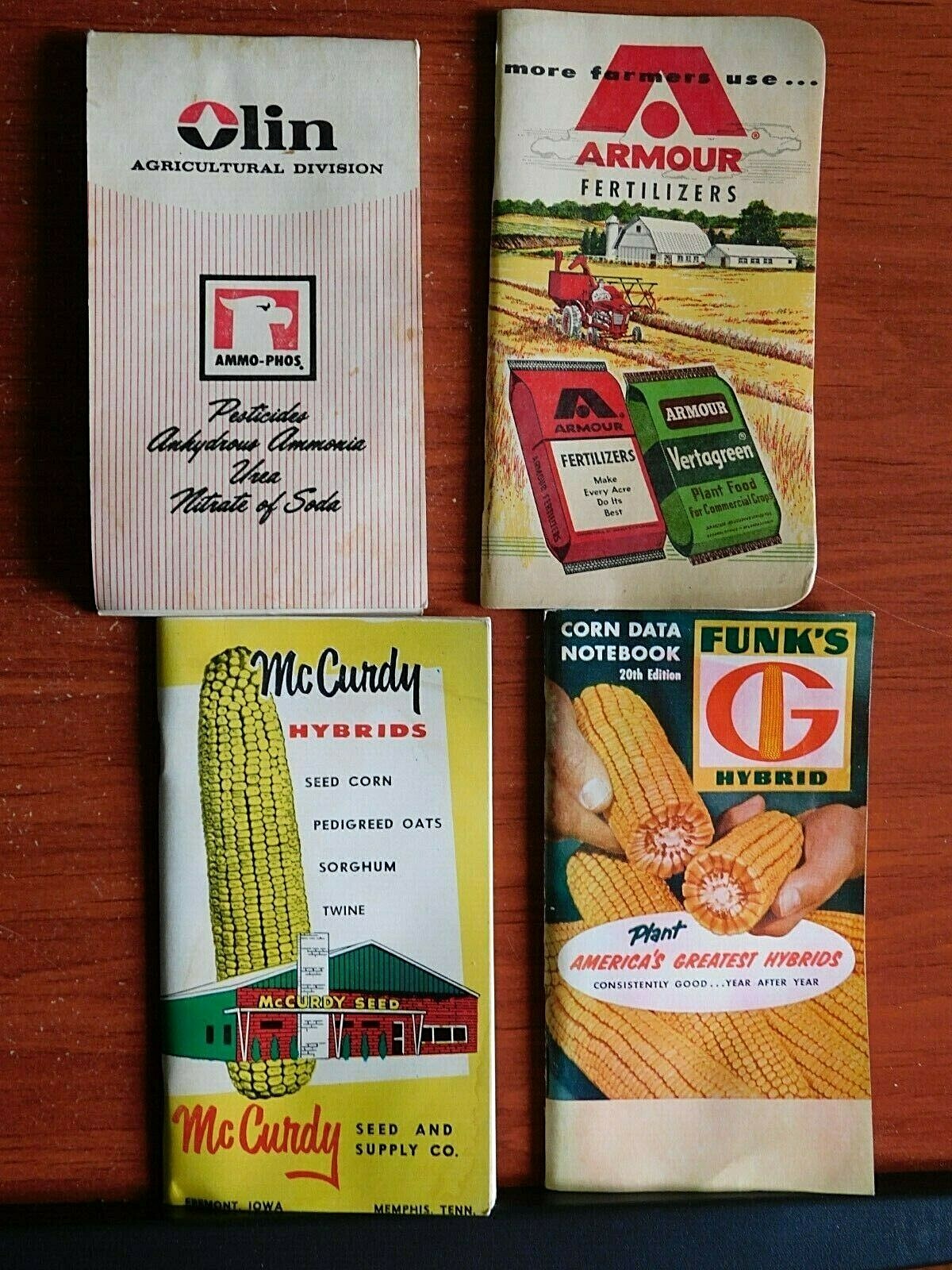 4) Notebooks: Funk&rsquo;s G, McCurdy Hybrids, Olin Agri, Armour Fert – advertising