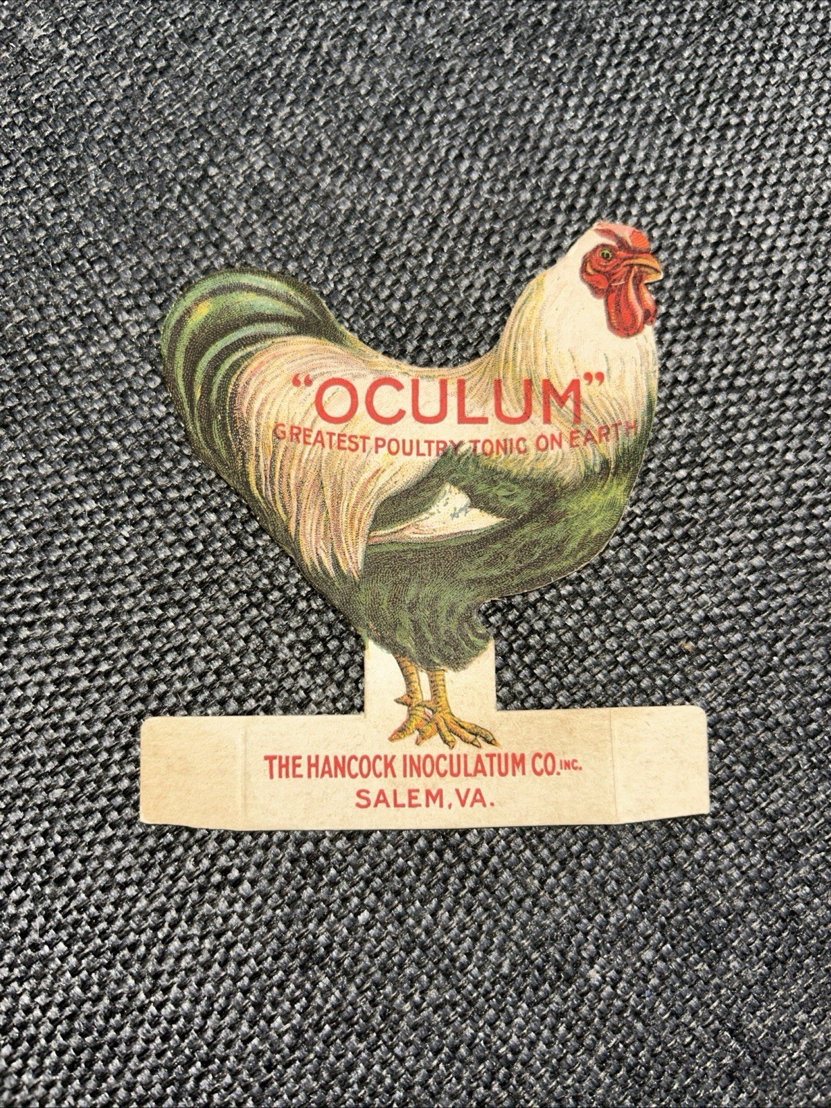 1920&rsquo;s Oculum Poultry Inoculation Trade Card in the Shape of a Chicken