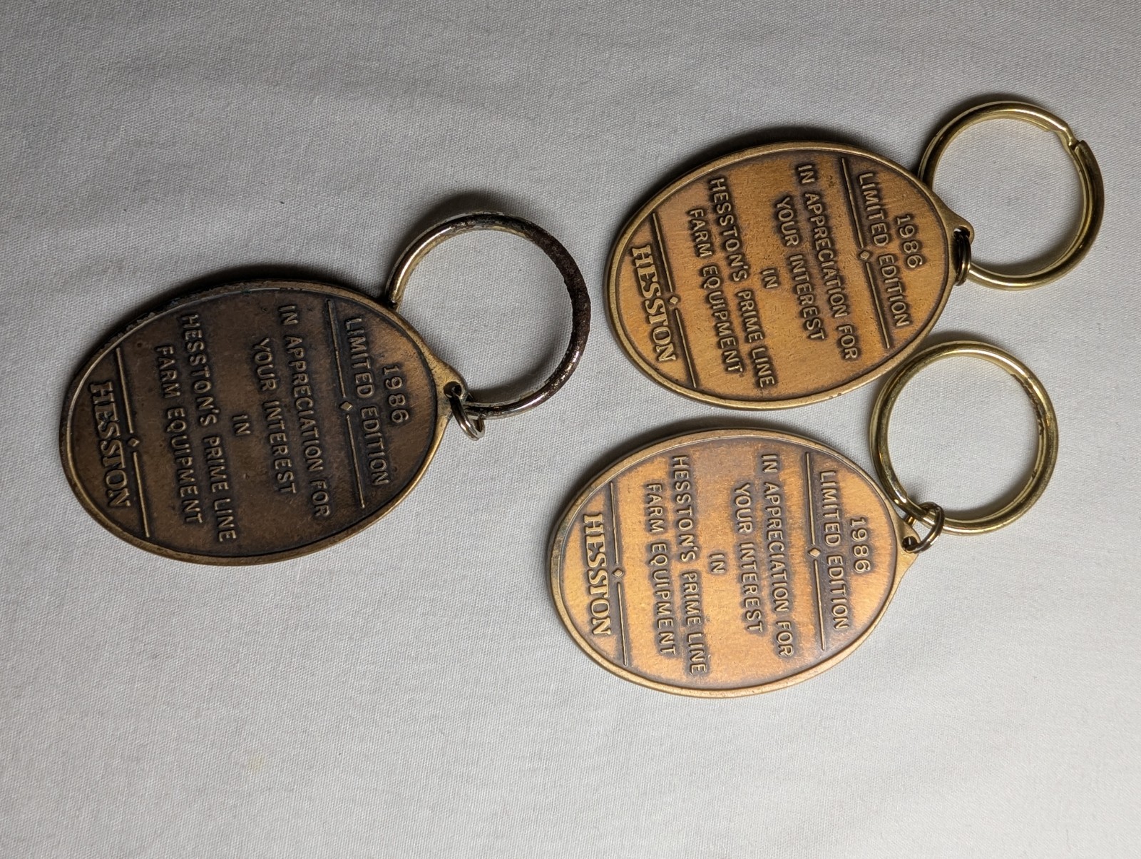 Lot of 3 Vintage 1986 Hesston The Prime Line Keychain Limited Edition Baler 4650