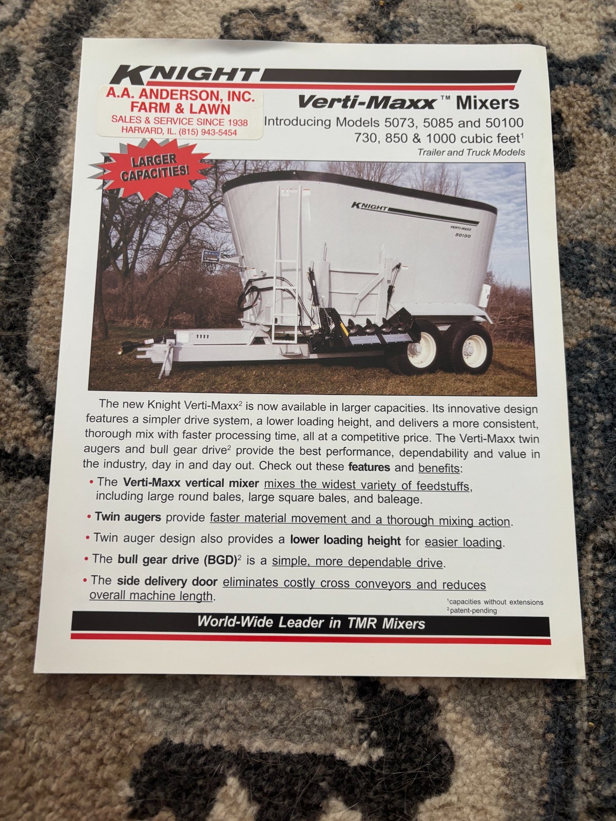 Knight White Verti-Maxx TMR Mixer Brochure FCCA25
