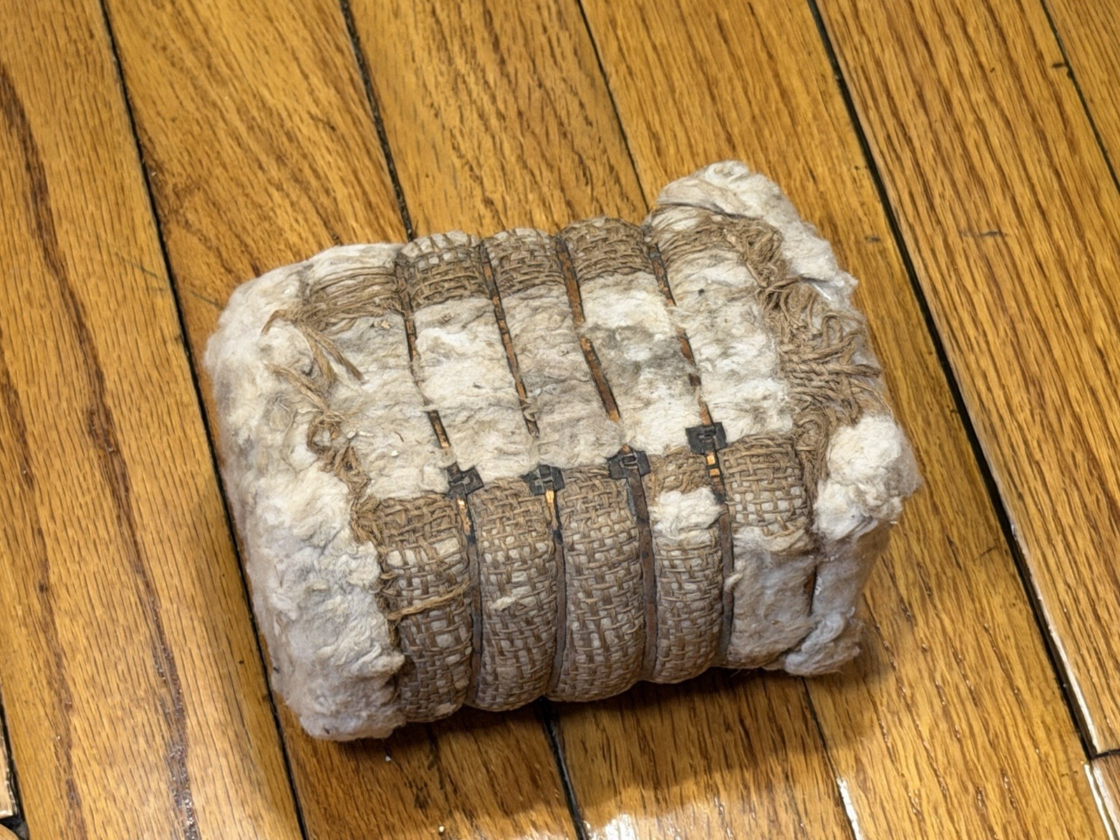 Vintage Miniature Texas Cotton Bale – 5.5&Prime; Real Cotton & Burlap Display Replica