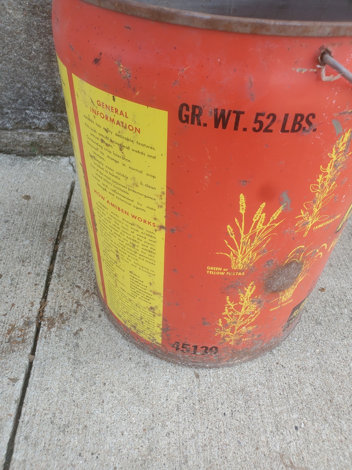 5 Gallon Metal Can Amiben Herbicide No Lid Soybean Weed Control Farm Decor #5