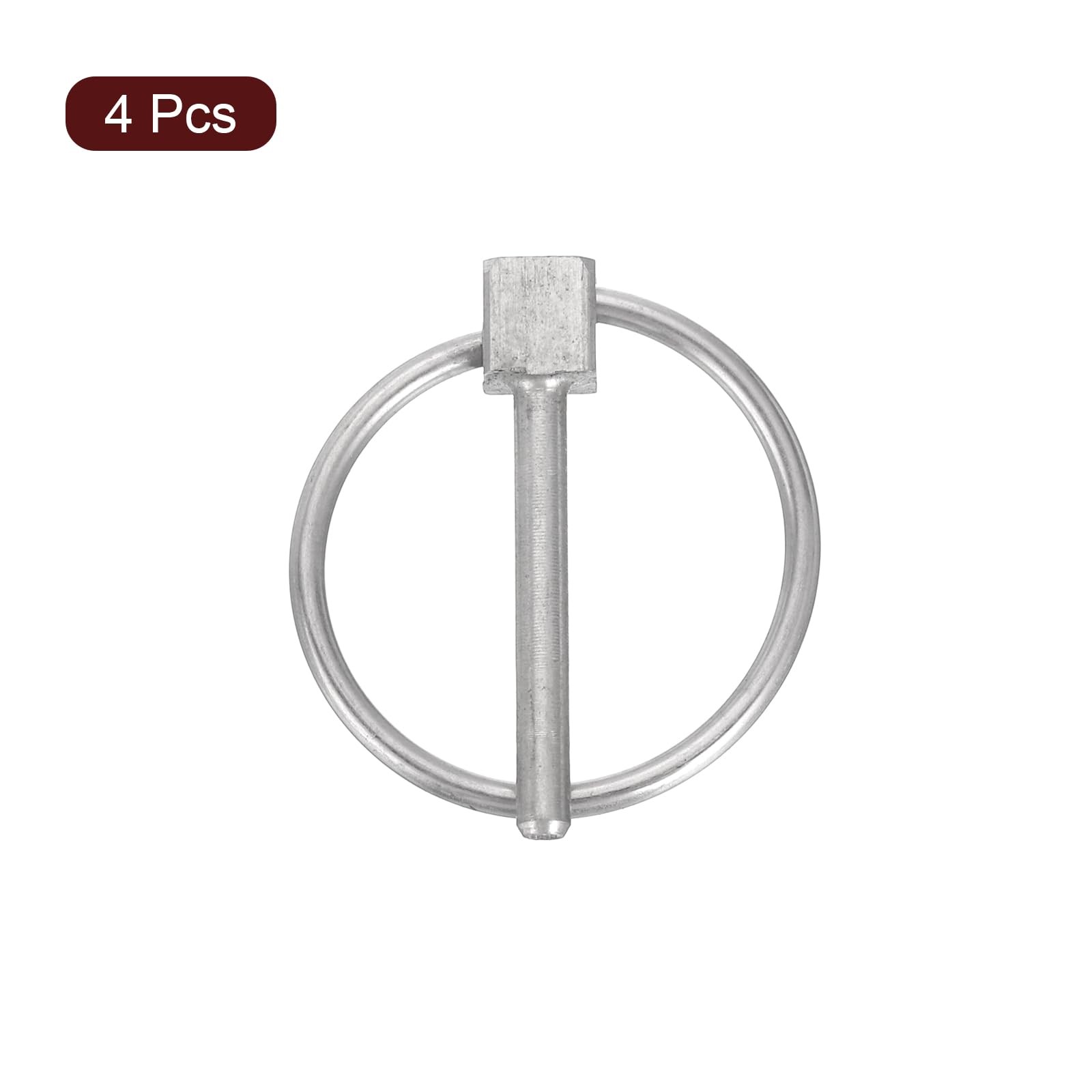 4Pcs 1/8&Prime; x 1&Prime; Linch Pin with Ring, Stainless Steel Round Linch Pins, Silver