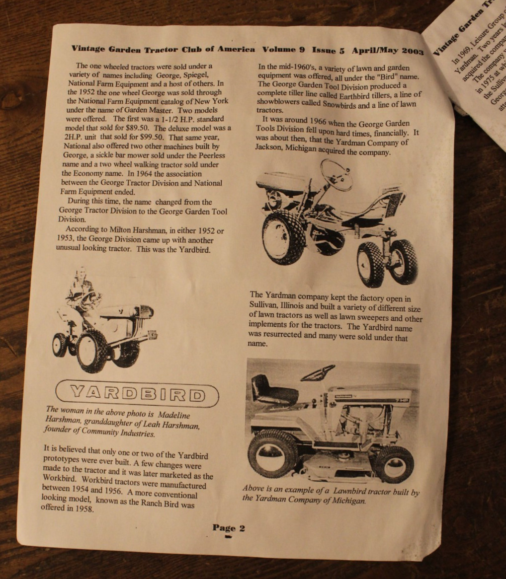 Garden Expo 2003 Paperwork and 2 « George » Decals (Garden Tractor)