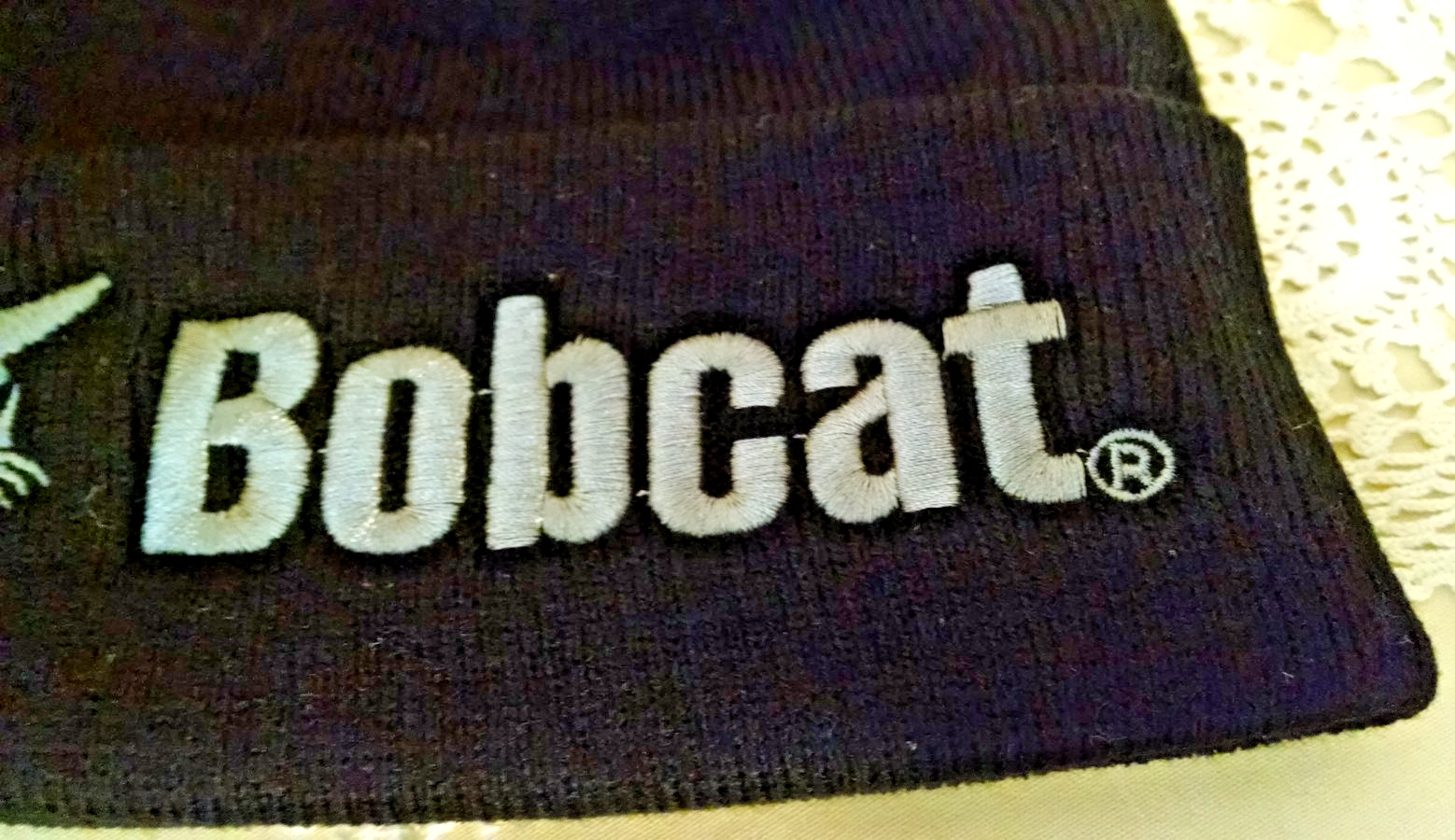 Bobcat Hat New Skull Knit Black Gray Logo Embroidered NWT One Size Winter Cap