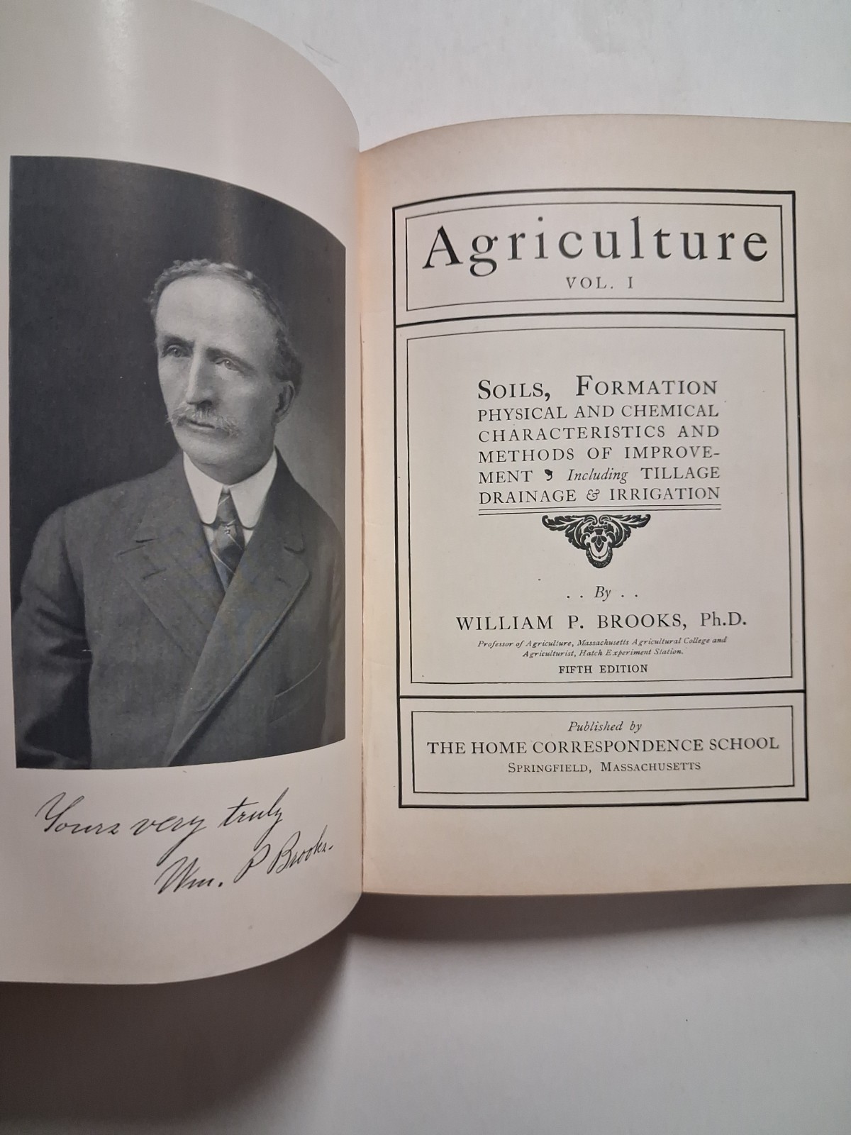 1911 AGRICULTURE Soils Formation TILLAGE DRAINAGE IRRIGATION Brooks