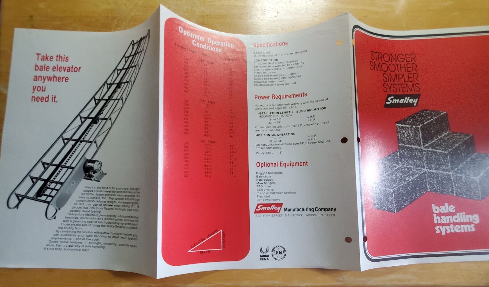 Smalley Bale Handling Systems 1616 Brochure Pamphlet Specs Manitowoc Wisconsin