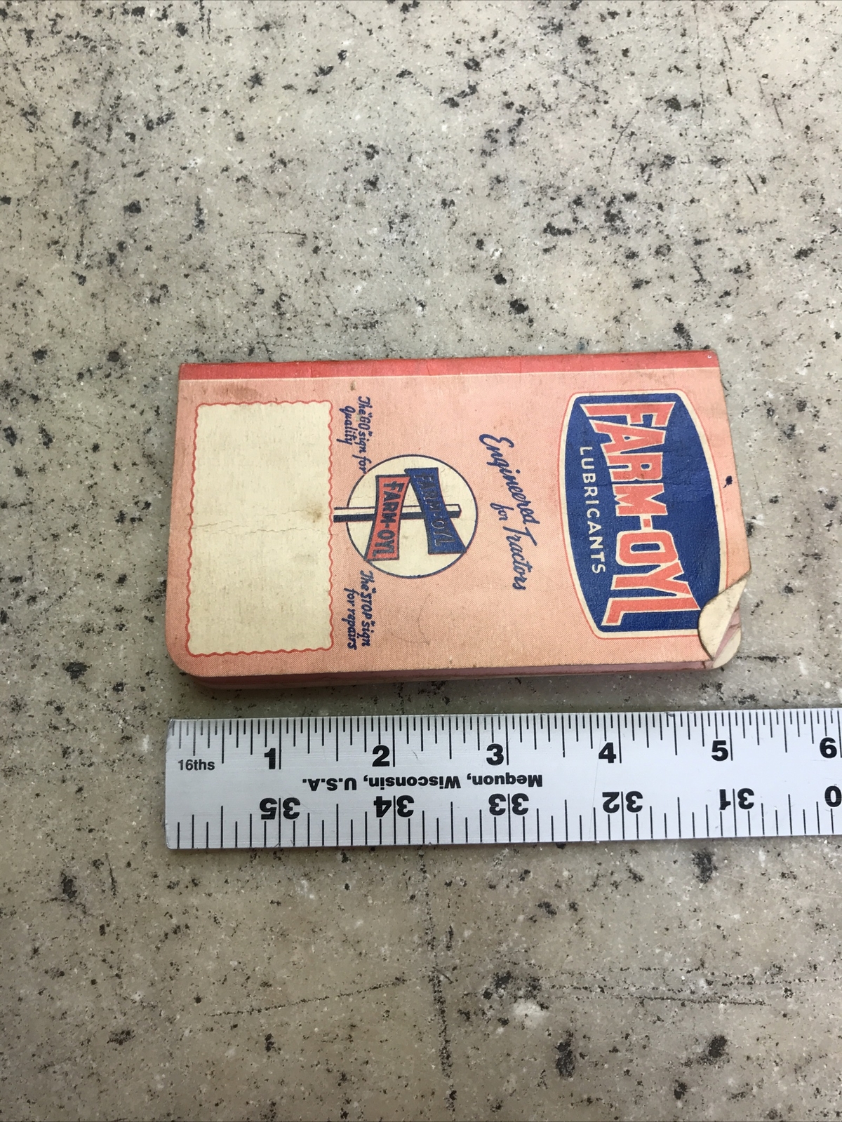 Vintage Rare Farm-Oyl Memo Pad Tractor Motor Oil Guide Brouchure Hand Booklet